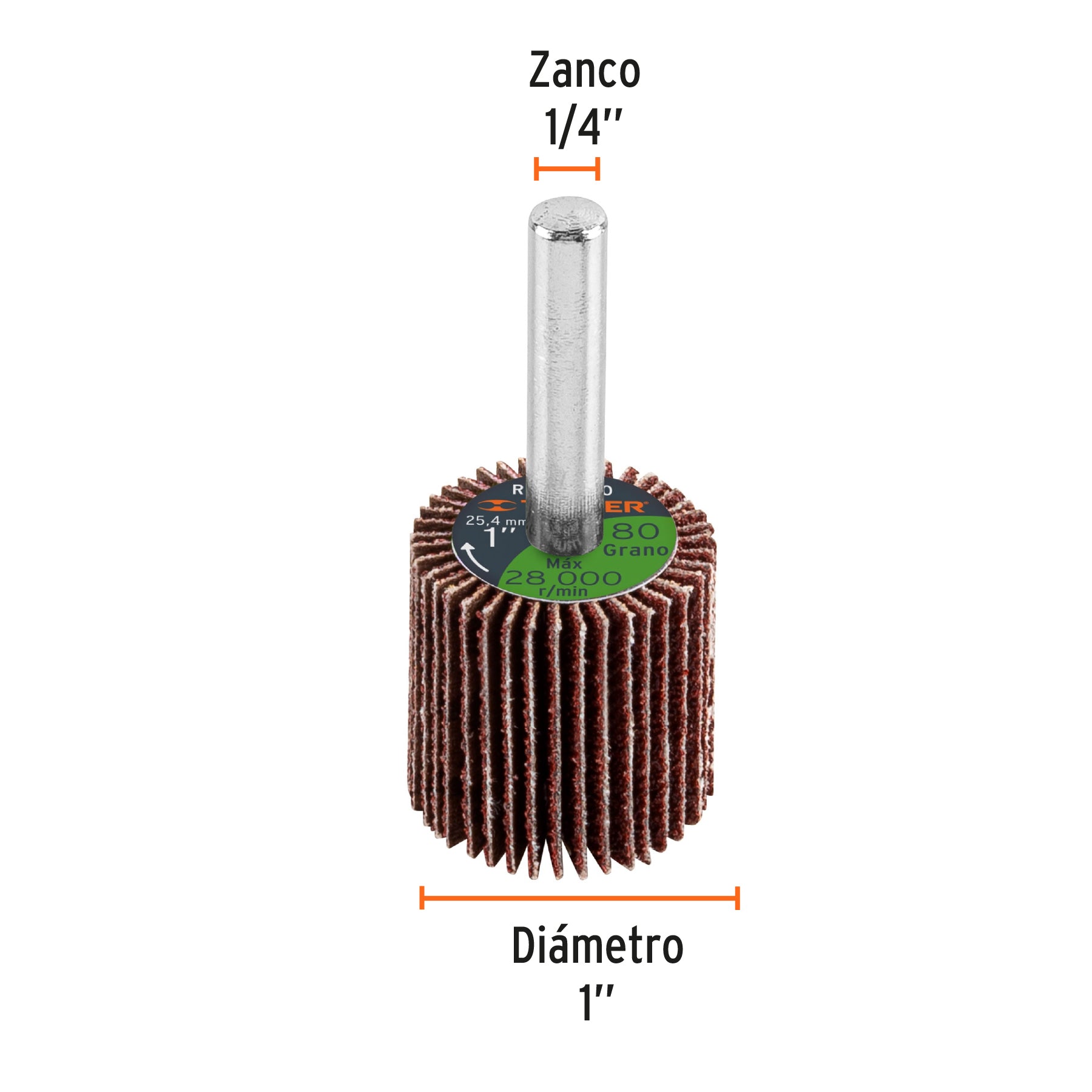 Rueda Flap 1" (25 mm) Grano 80 Truper