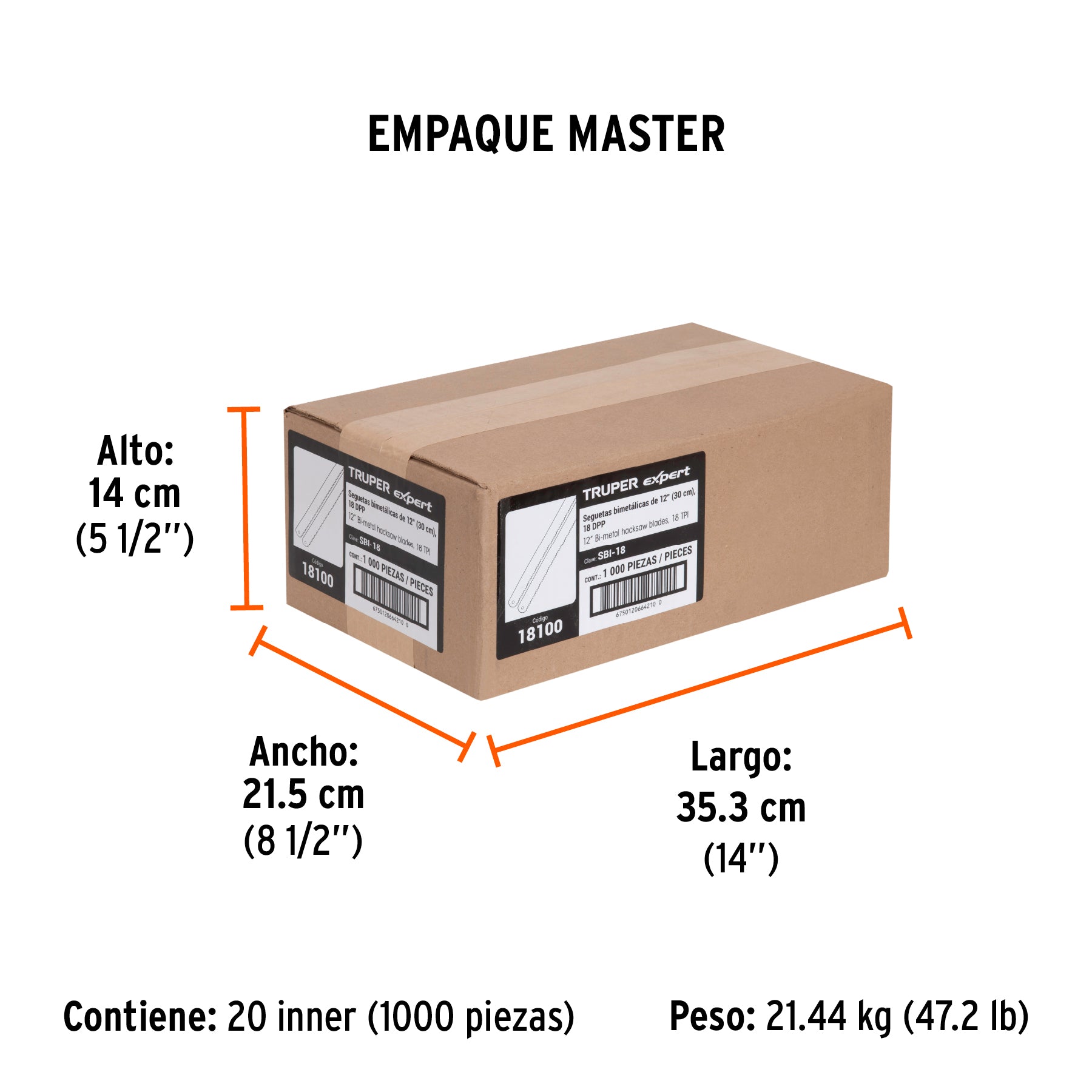 Segueta para Arco 18 DPP 12" Bimetalica STD Truper Expert