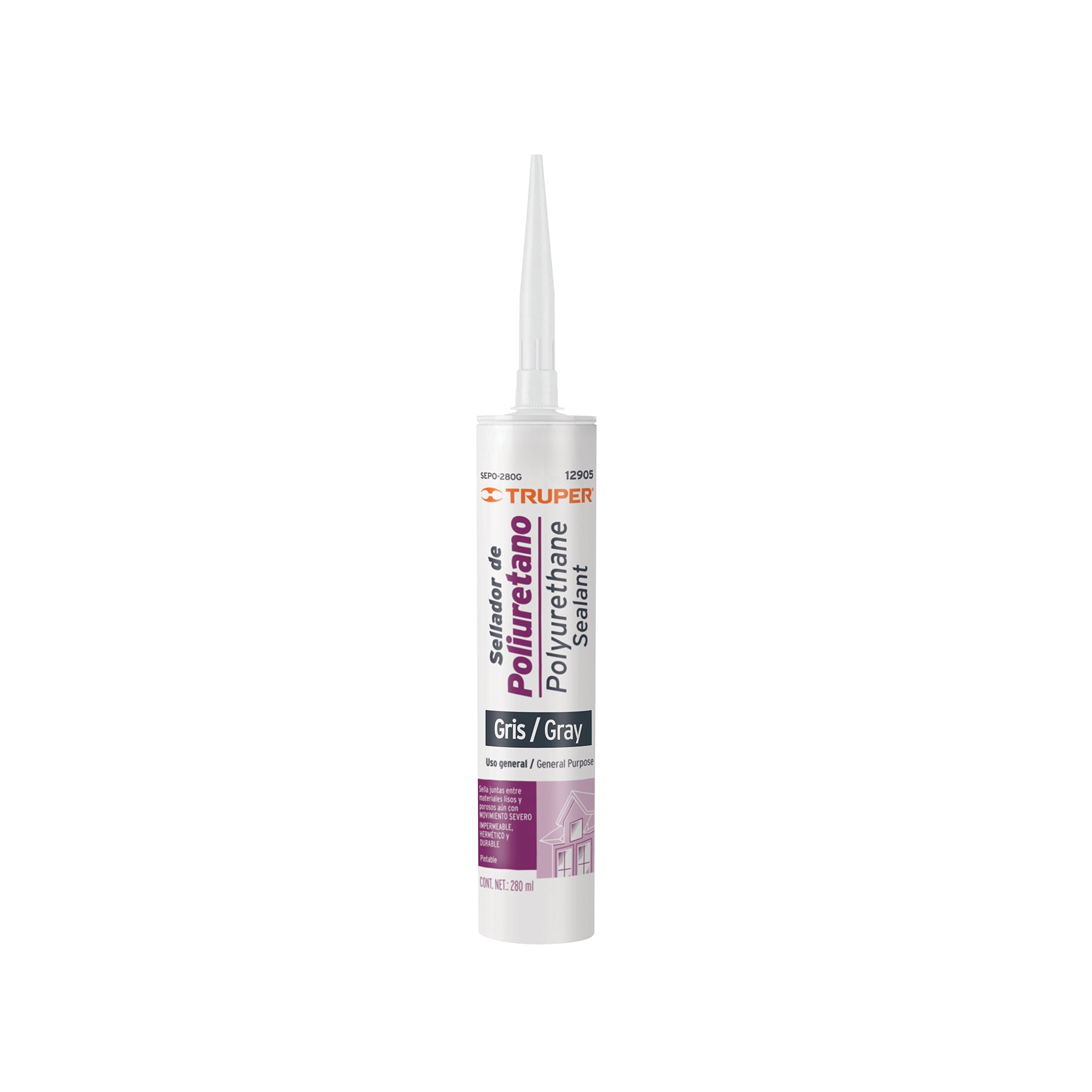Sellador Poliuretano Truper 280 ml Gris