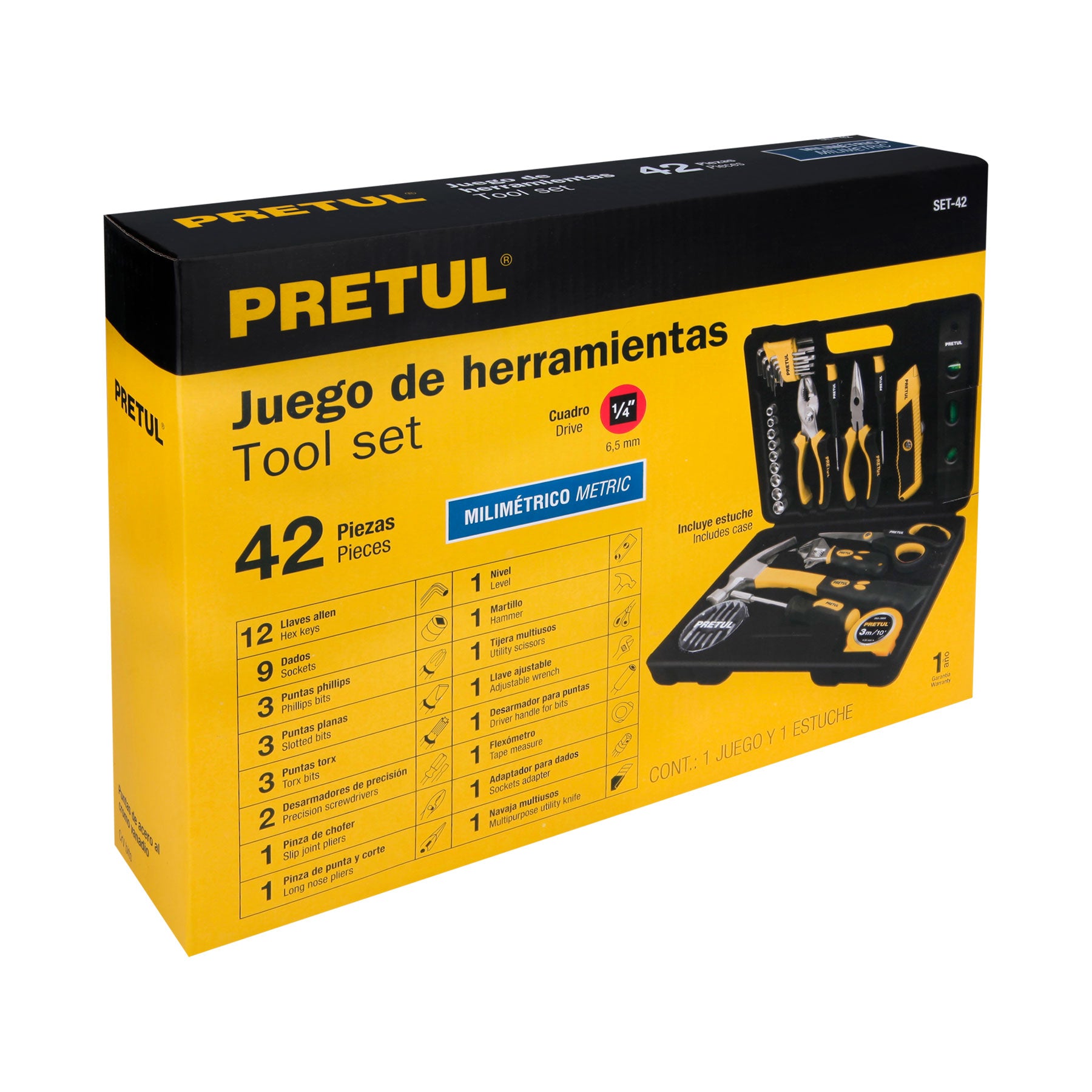 Juego de Herramientas Combinado 42 Piezas Comfort Grip Pretul