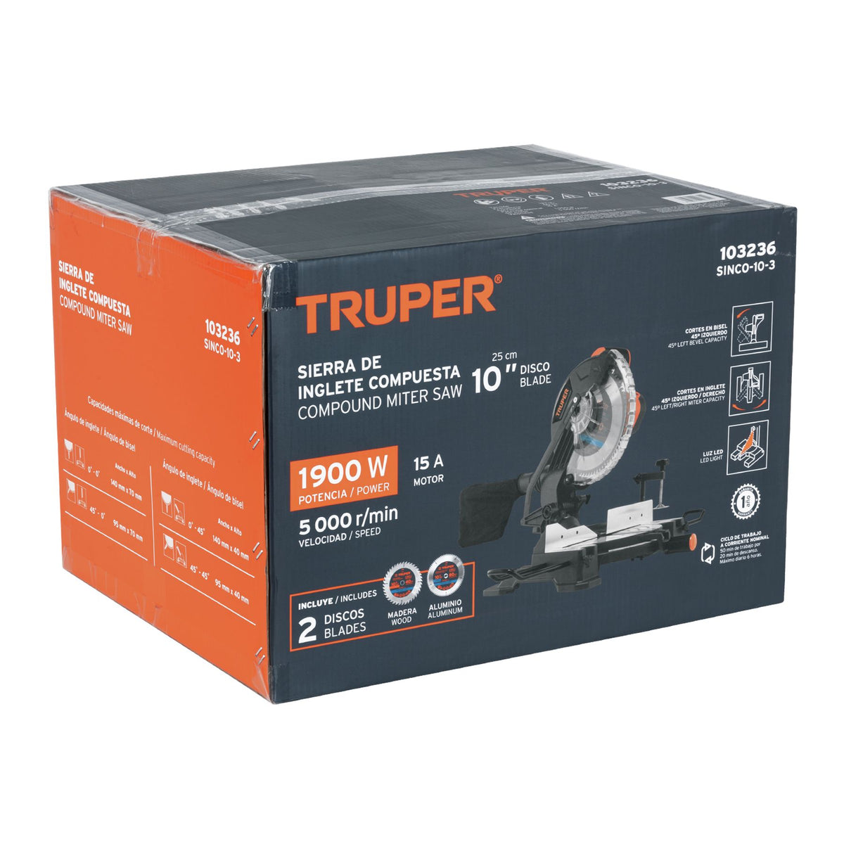 Sierra de Inglete 10", 1900 W Compuesta Truper