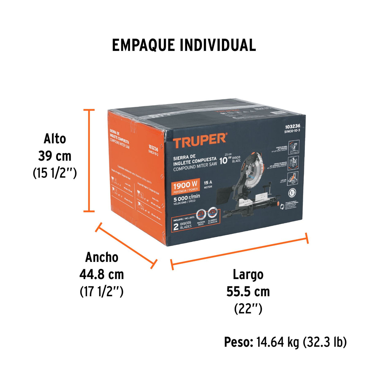 Sierra de Inglete 10", 1900 W Compuesta Truper