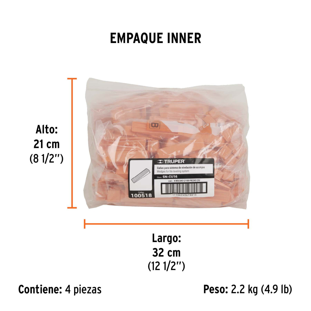 Bolsa con 100 Cuñas para Nivelacion de Azulejos Truper