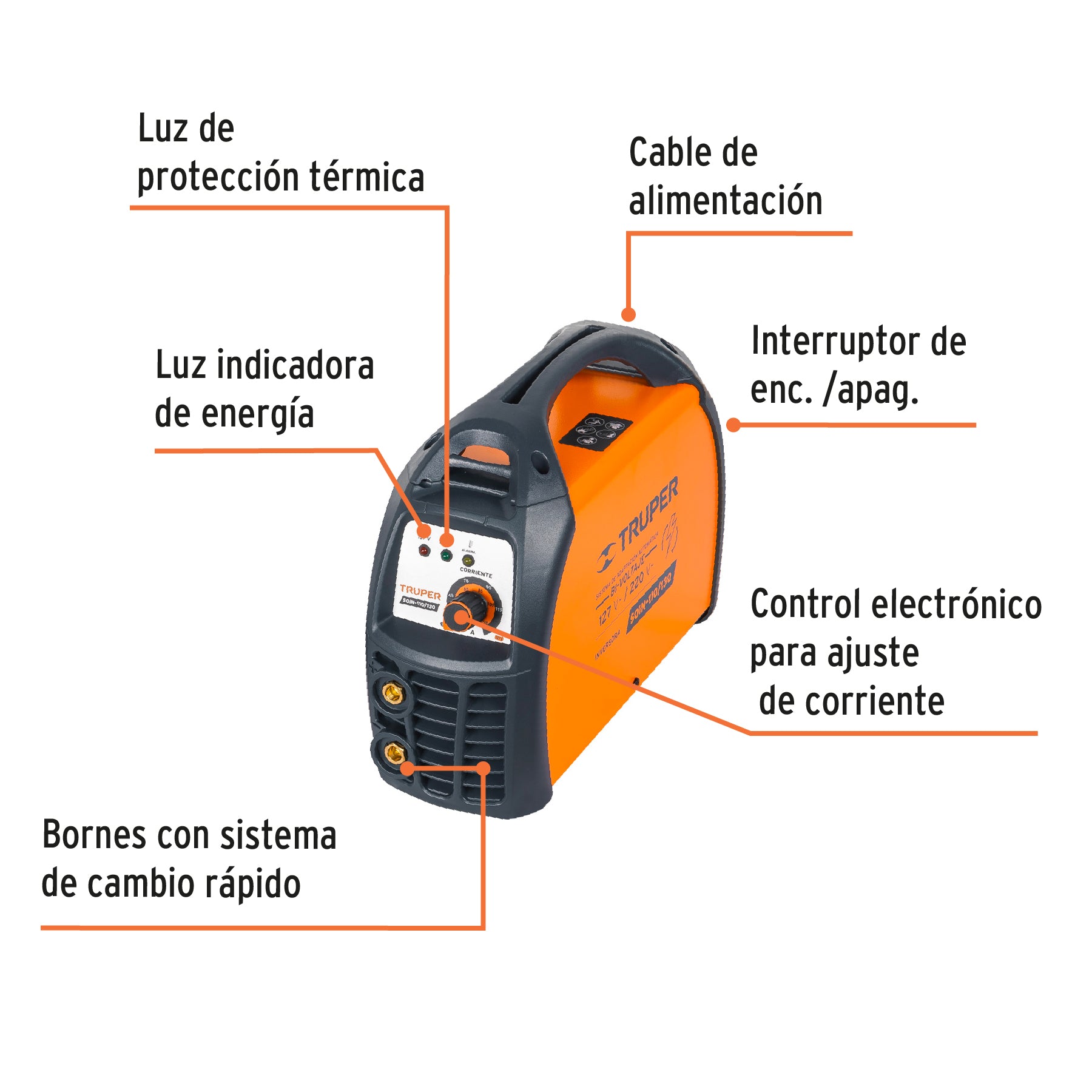 Soldadora Inversora Proceso SMAW 130 A Bi-Voltaje Truper