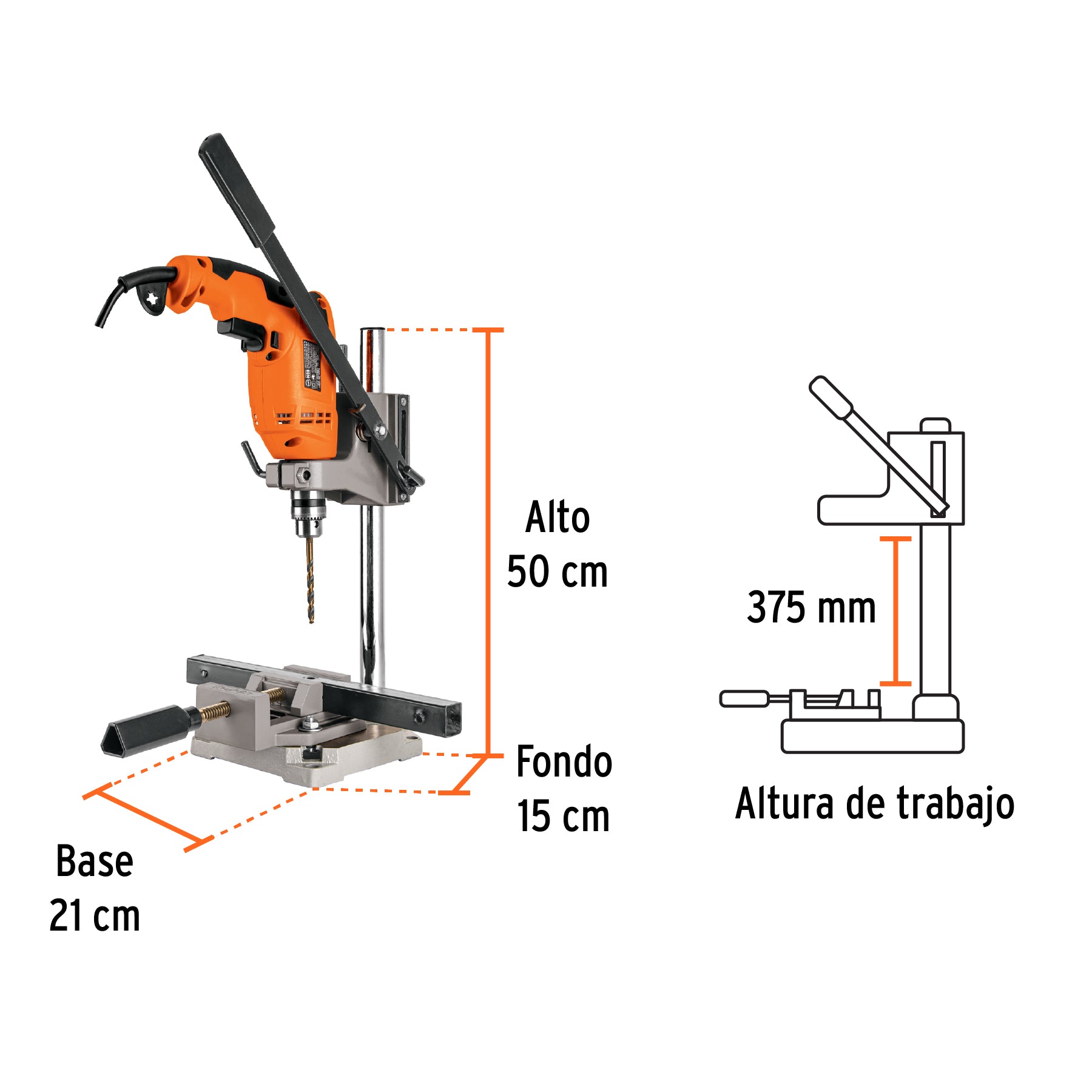 Soporte Vertical para Taladro 3/8"-1/2" Truper