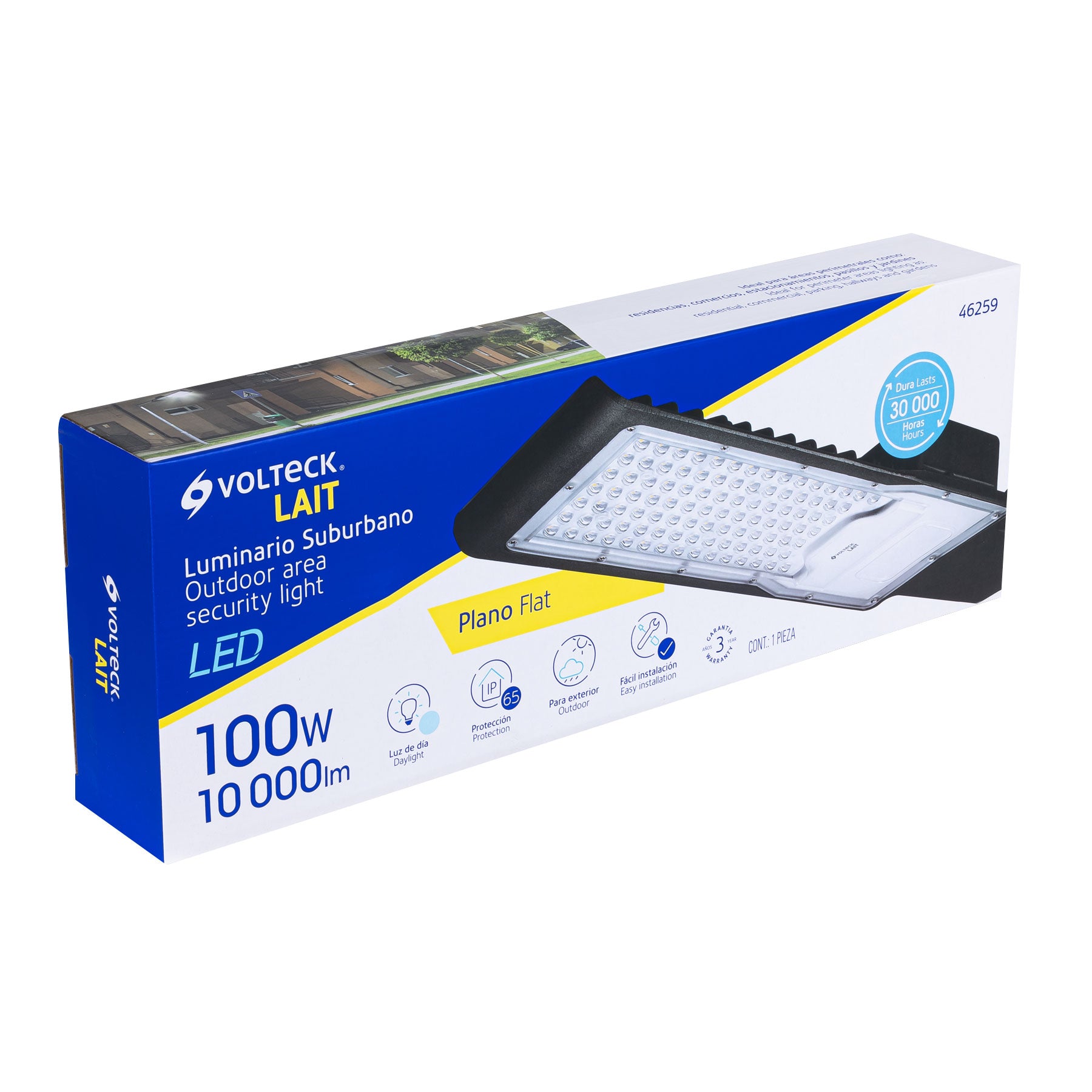 Luminario Suburbano Plano de LED 100 Watts Volteck