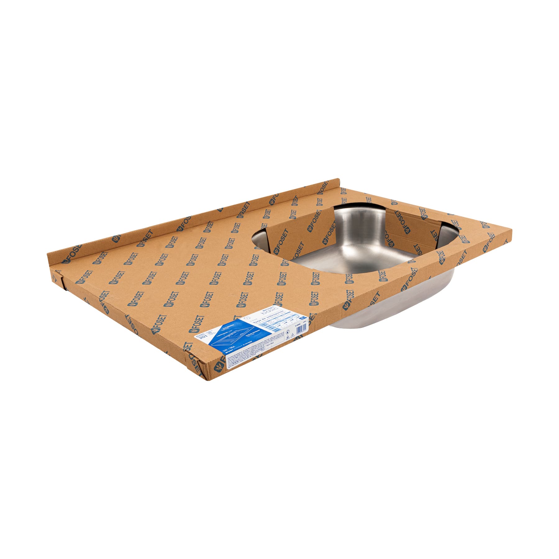 Tarja Sobreponer 80x50 cm Acero Inox 201 Foset Basic Tina Derecha