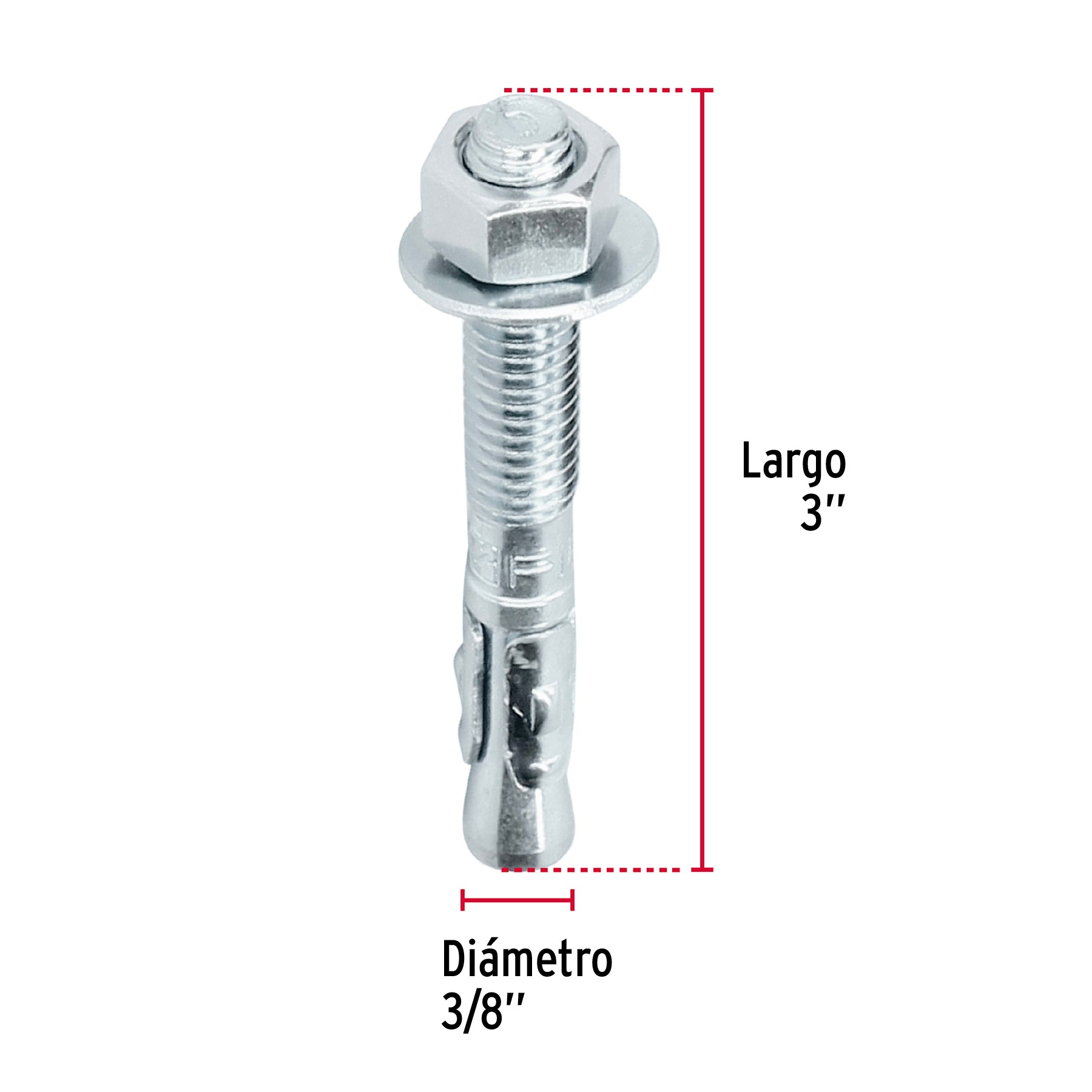 Taquete Arpon de 3/8" x 3" FIERO Caja 50 Piezas