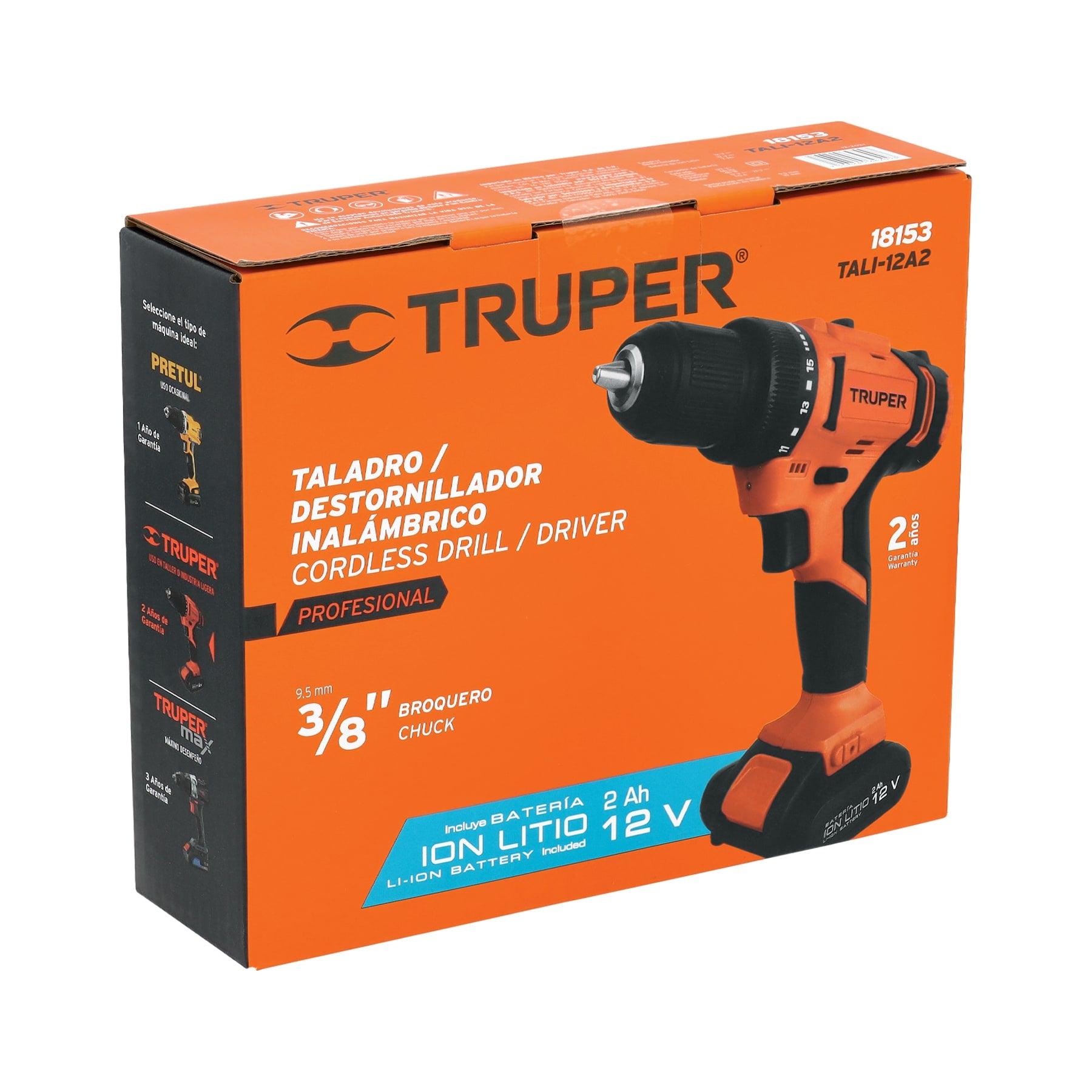 Taladro Inalambrico 12 Volts Broquero de 3/8" Truper PRO