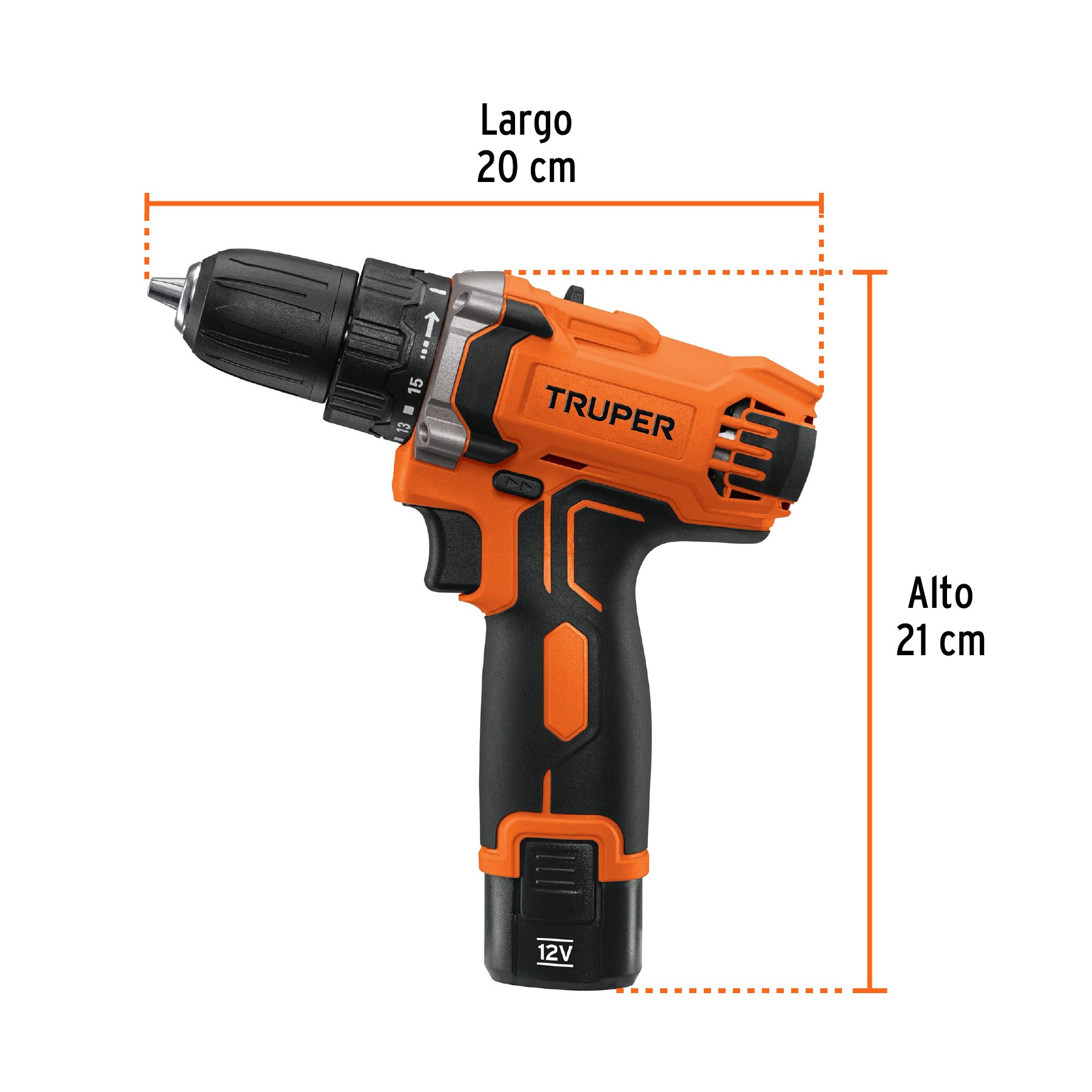 Taladro Inalambrico 12 Volts Broquero 3/8" Compacto Truper PRO