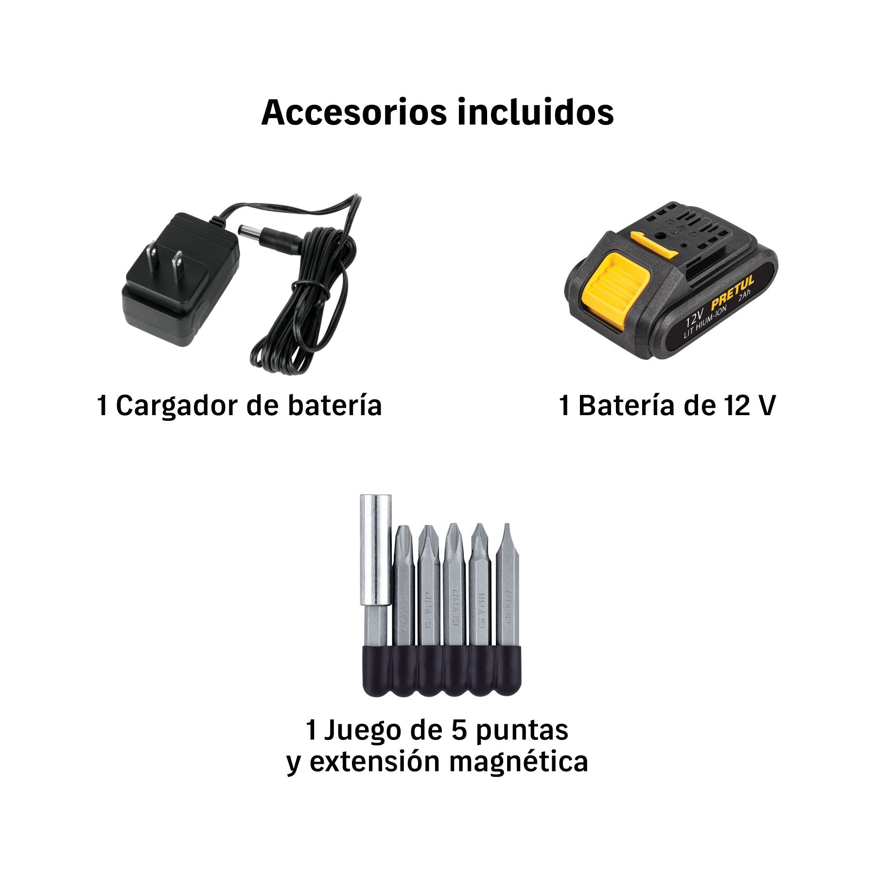 Taladro Inalambrico 12 Volts Broquero 3/8" Cargador y Bateria Pretul