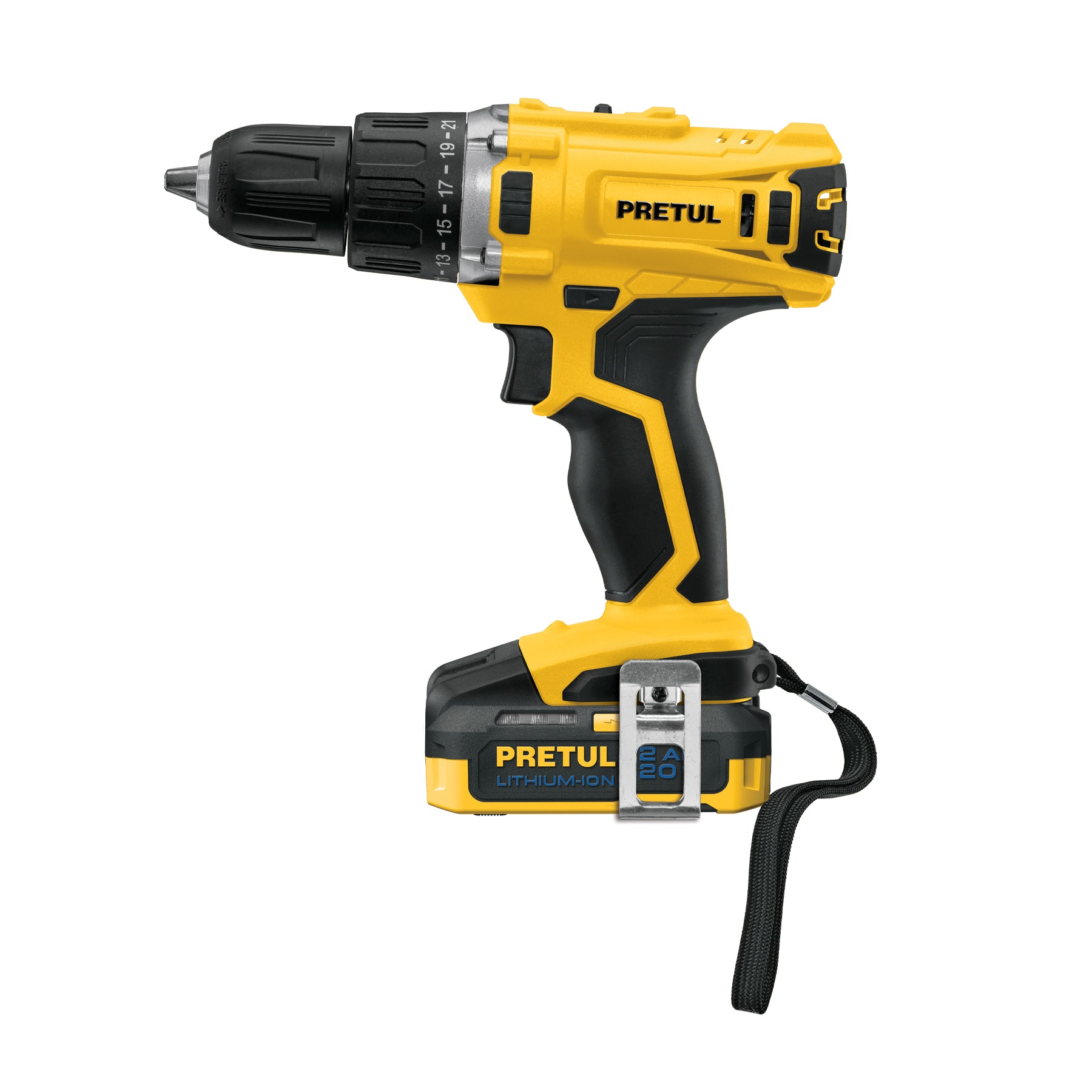 Taladro Inalambrico 20 Volts Broquero de 1/2" Pretul