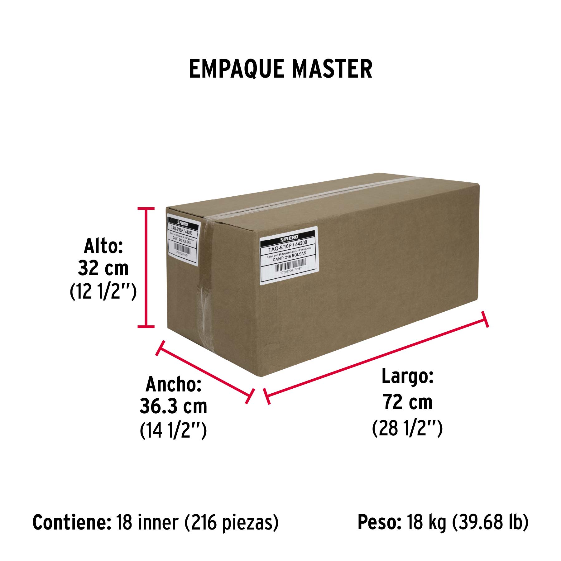 Bolsa con 50 Taquetes de Plastico 5/16" Cafe Fiero