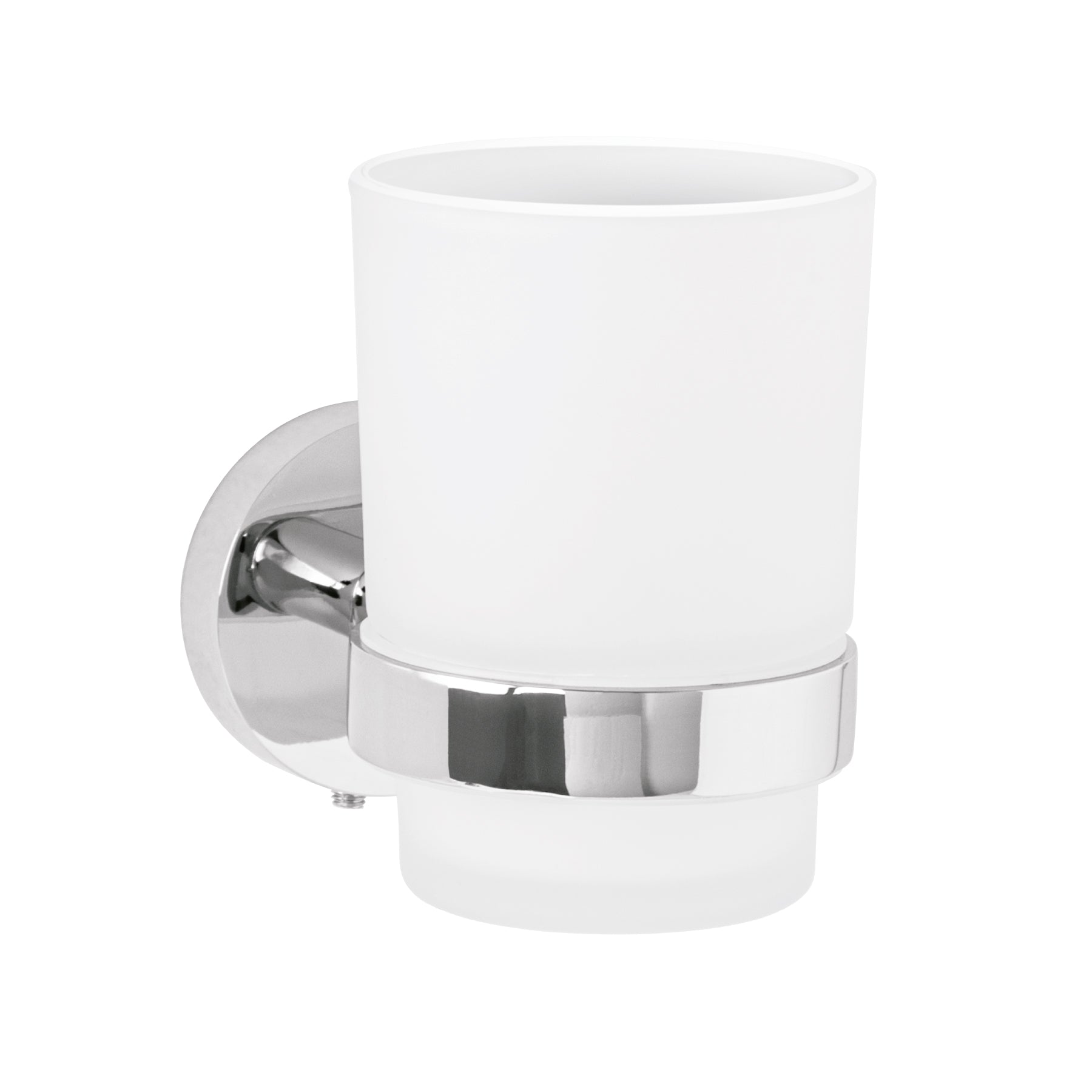 Portavaso Cepillero con Vaso de Vidrio FOSET TUBIG Acabado Cromo