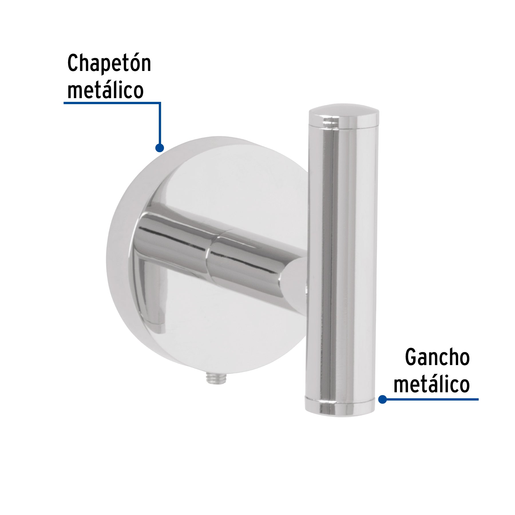 Gancho Sencillo Metalico FOSET TUBIG Acabado Cromo