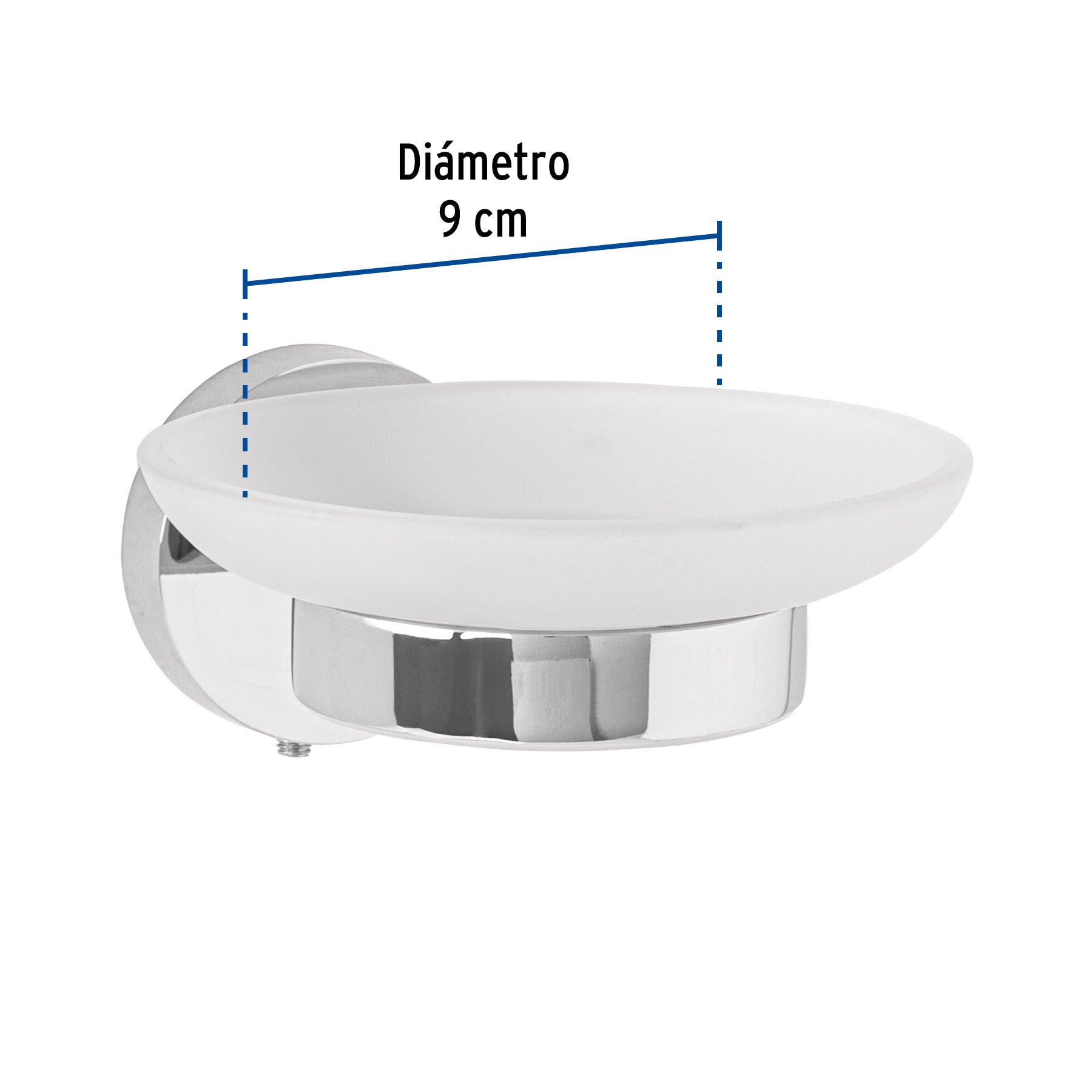 Jabonera Metalica con Plato de Vidrio FOSET TUBIG Acabado Cromo