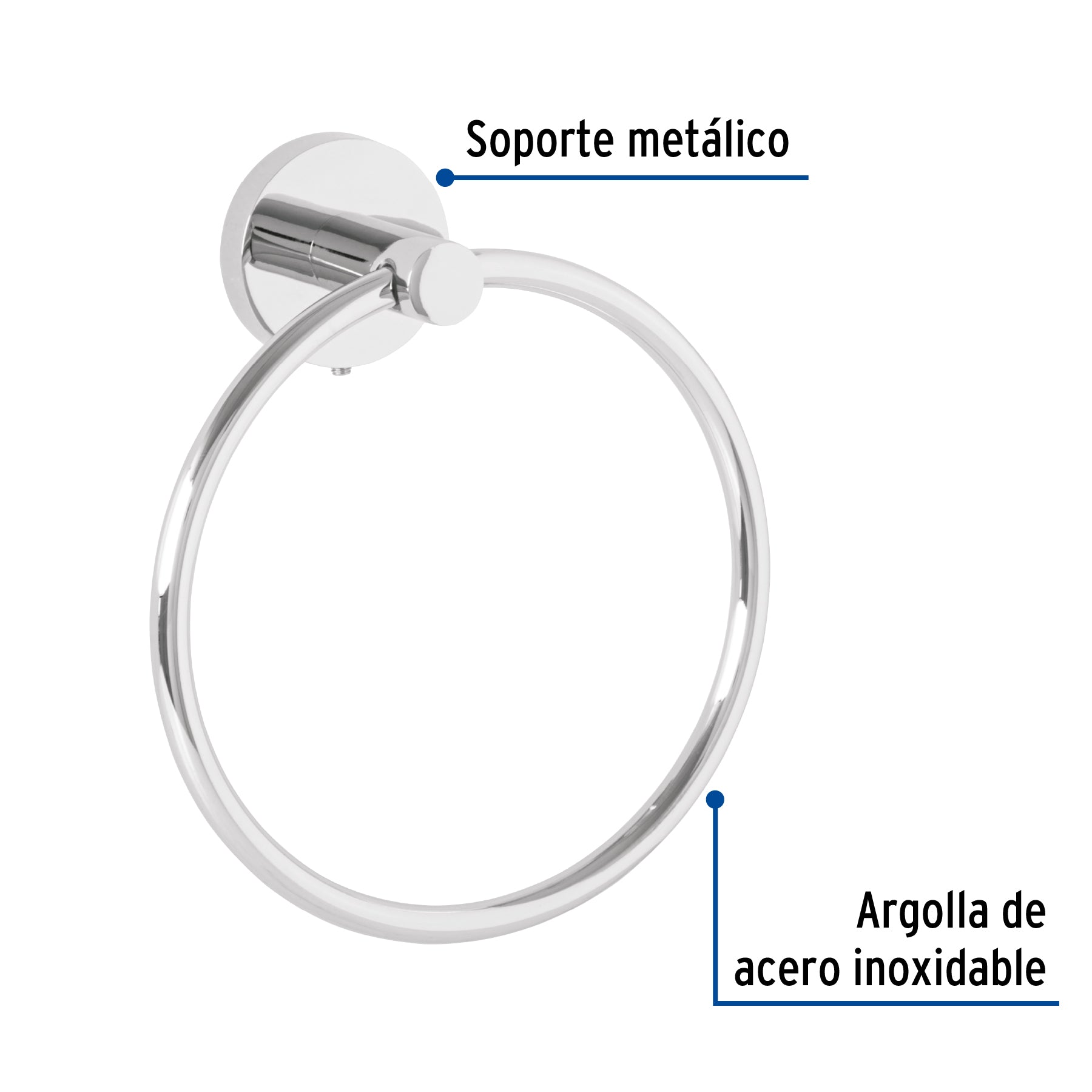 Toallero Argolla Metalico FOSET TUBIG Acabado Cromo