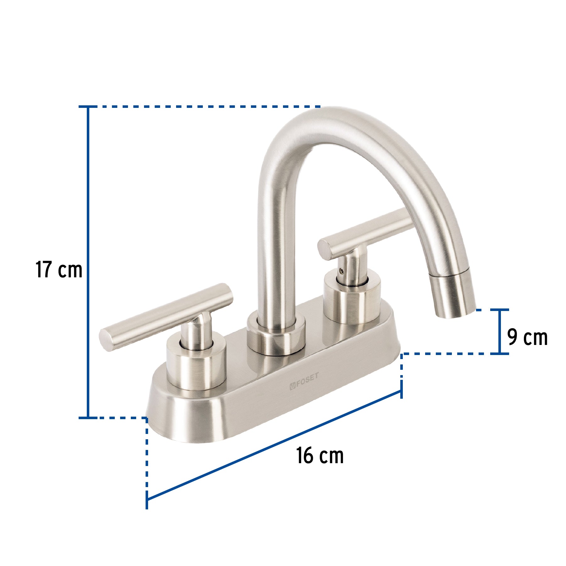 Mezcladora para Lavabo 4" Manerales Palanca FOSET TUBIG Acabado Satin
