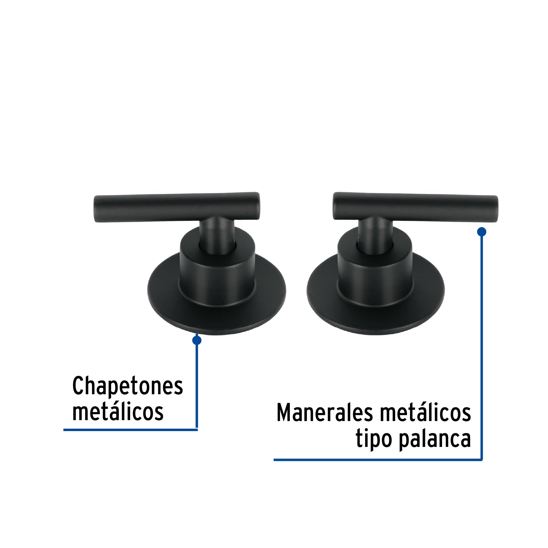 Juego de 2 Manerales para Regadera Palanca FOSET TUBIG Acabado Negro