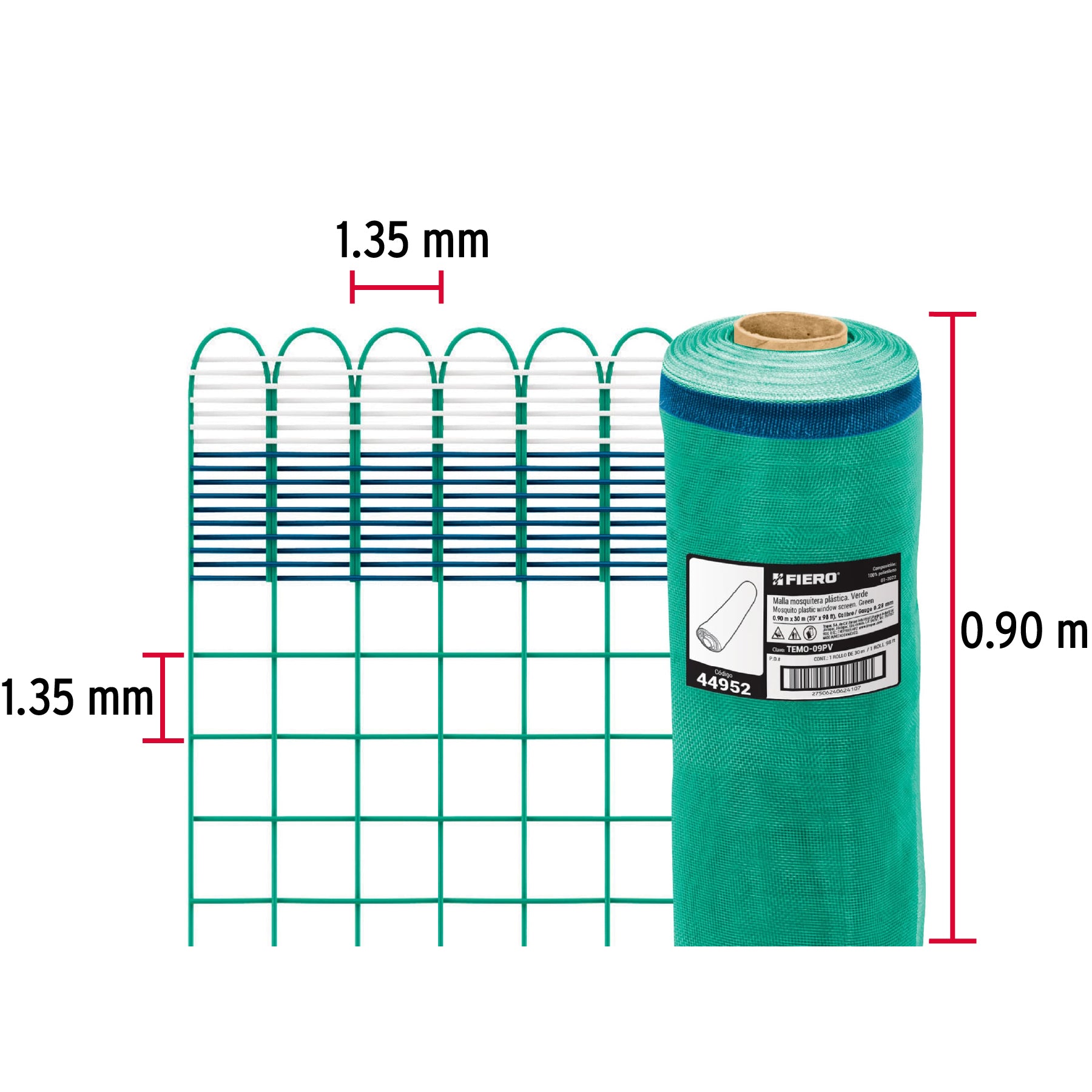 Malla Mosquitera Plastica Verde Altura 0.90 mts Fiero por Metro