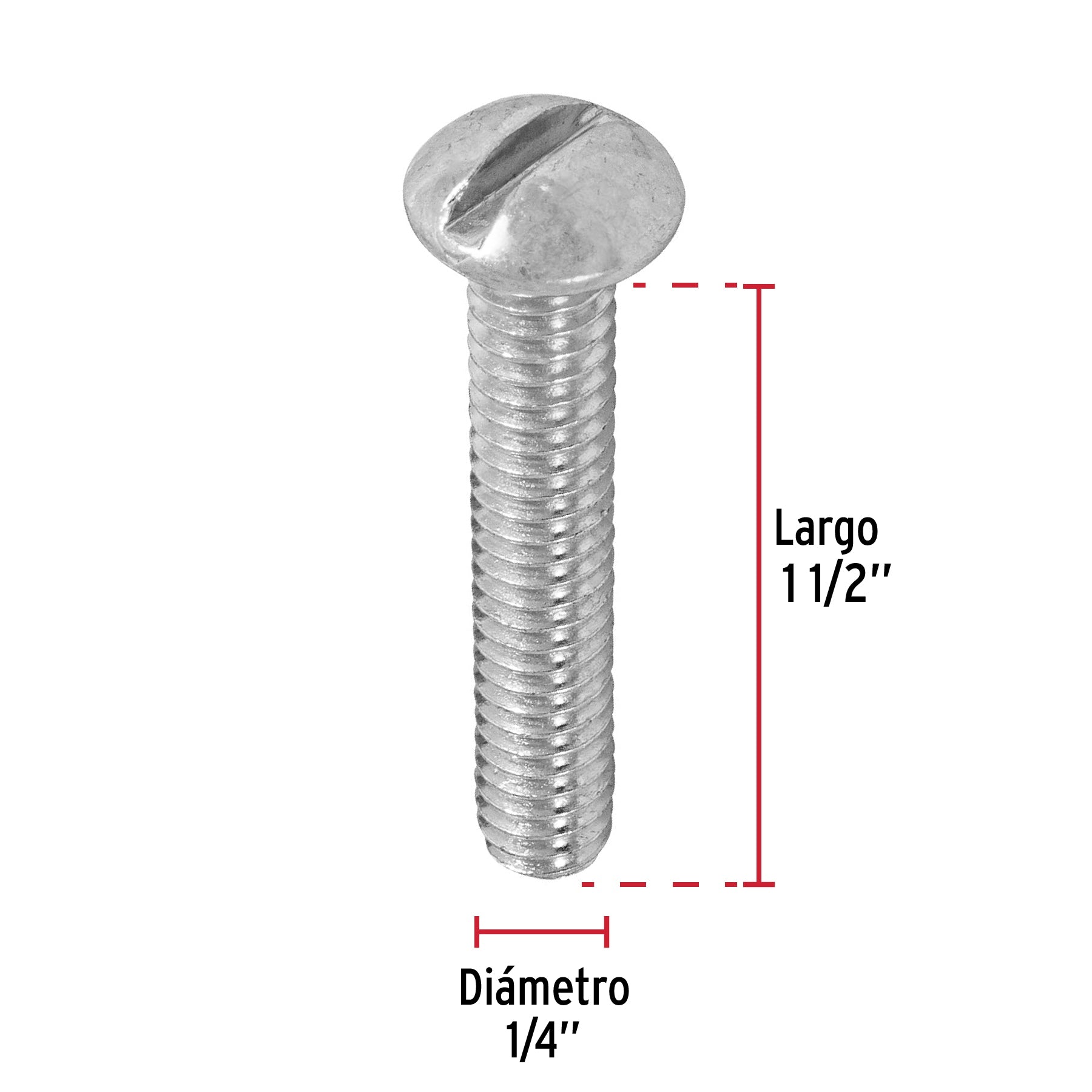 Tornillo Tipo Estufa 1/4" X 1"1/2 Fiero por Pieza