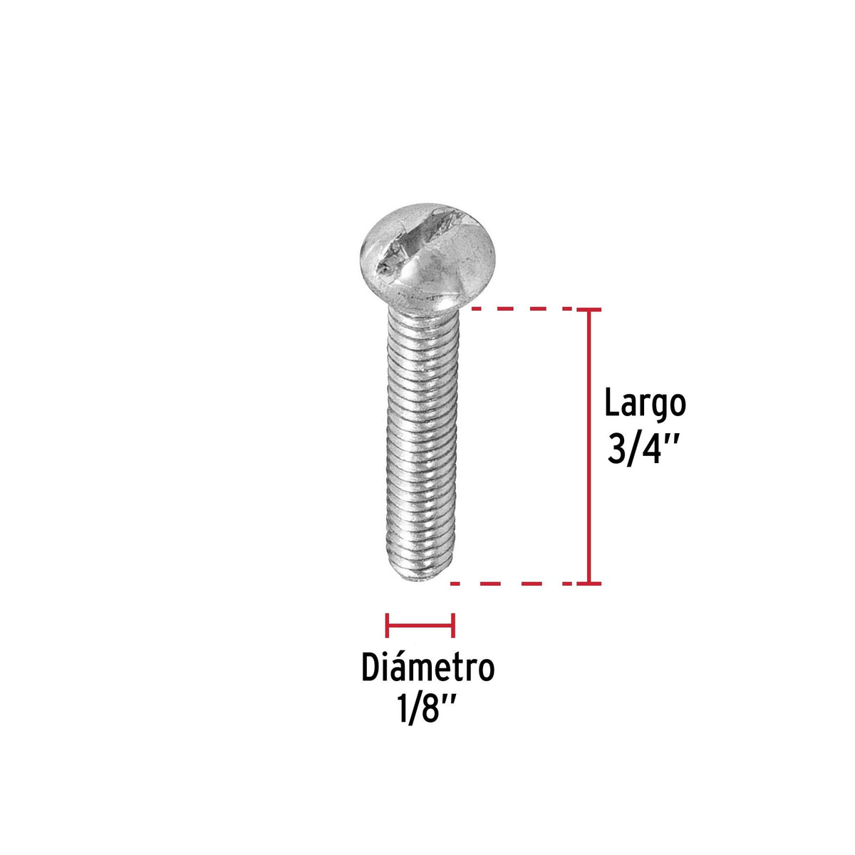 Tornillo Tipo Estufa 1/8" x 3/4" Fiero Bolsa 500 Piezas