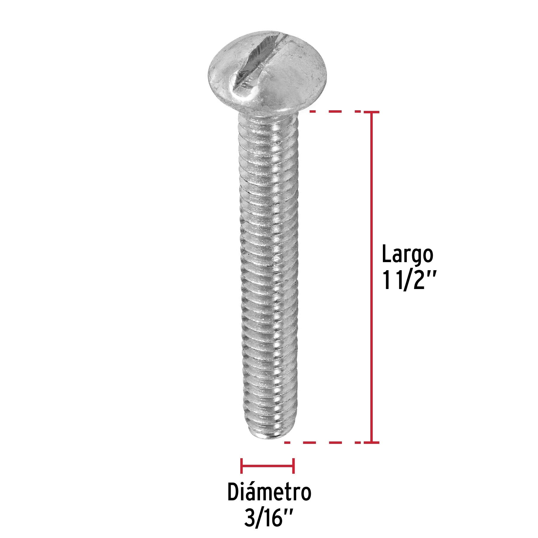 Tornillo Tipo Estufa 3/16" x 1"1/2 Fiero Bolsa 150 Piezas