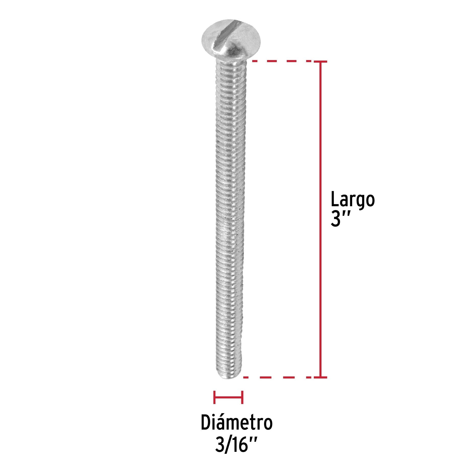 Tornillo Tipo Estufa 3/16" x 3" Fiero Bolsa 100 Piezas