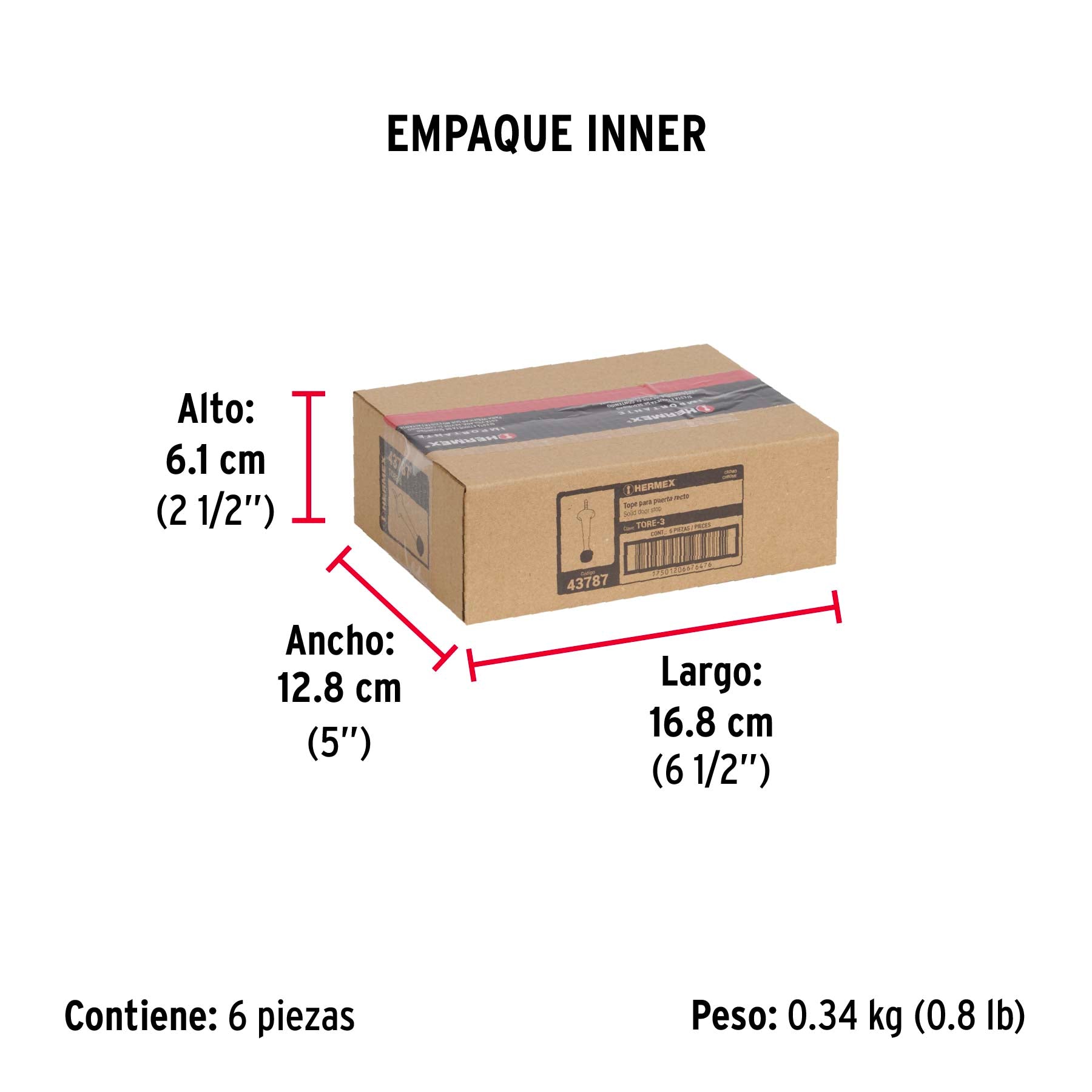 Tope Recto para Puerta Acabado Cromo HERMEX