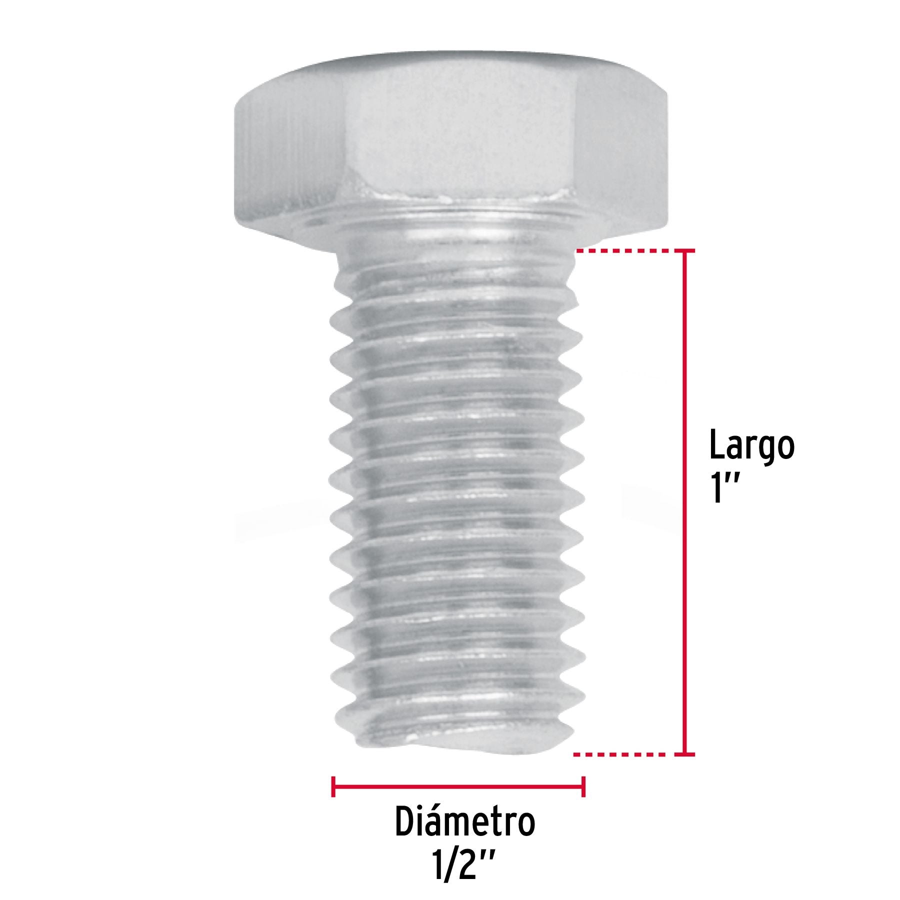 Tornillo Cabeza Hexagonal 1/2" x 1" Fiero Bolsa 40 Piezas