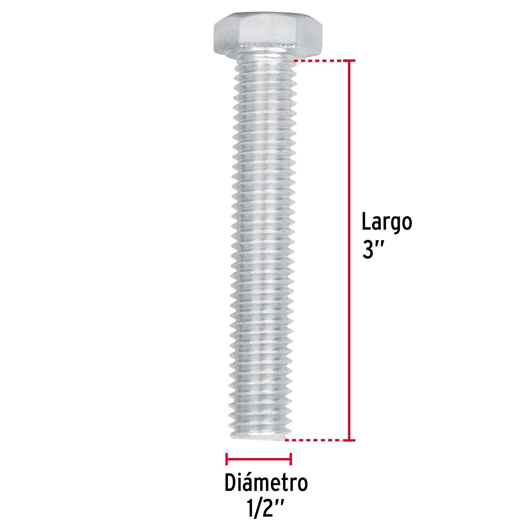 Tornillo Cabeza Hexagonal 1/2" x 3" Fiero Bolsa 20 Piezas