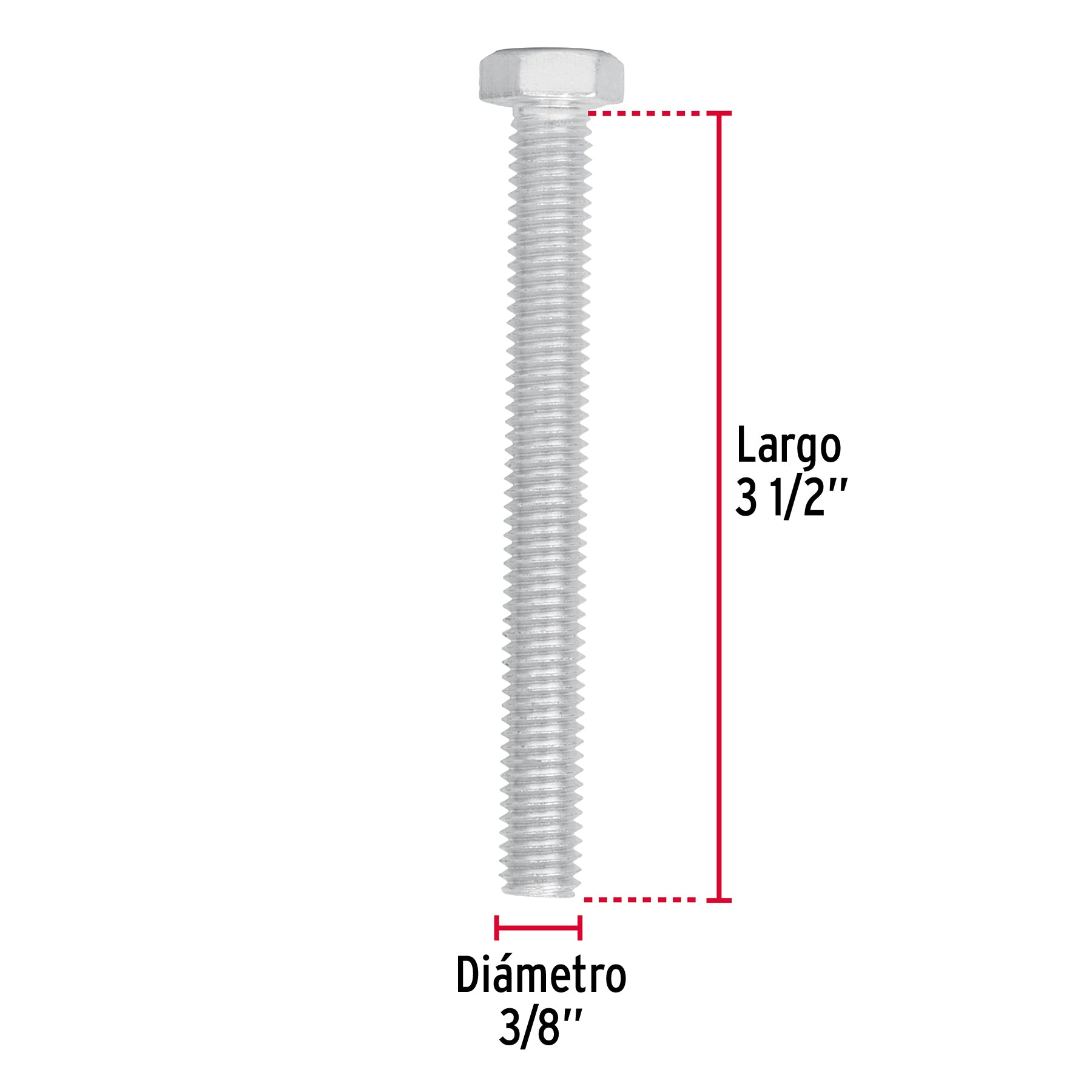 Tornillo Cabeza Hexagonal 3/8" (10 mm) X 3"1/2 Fiero