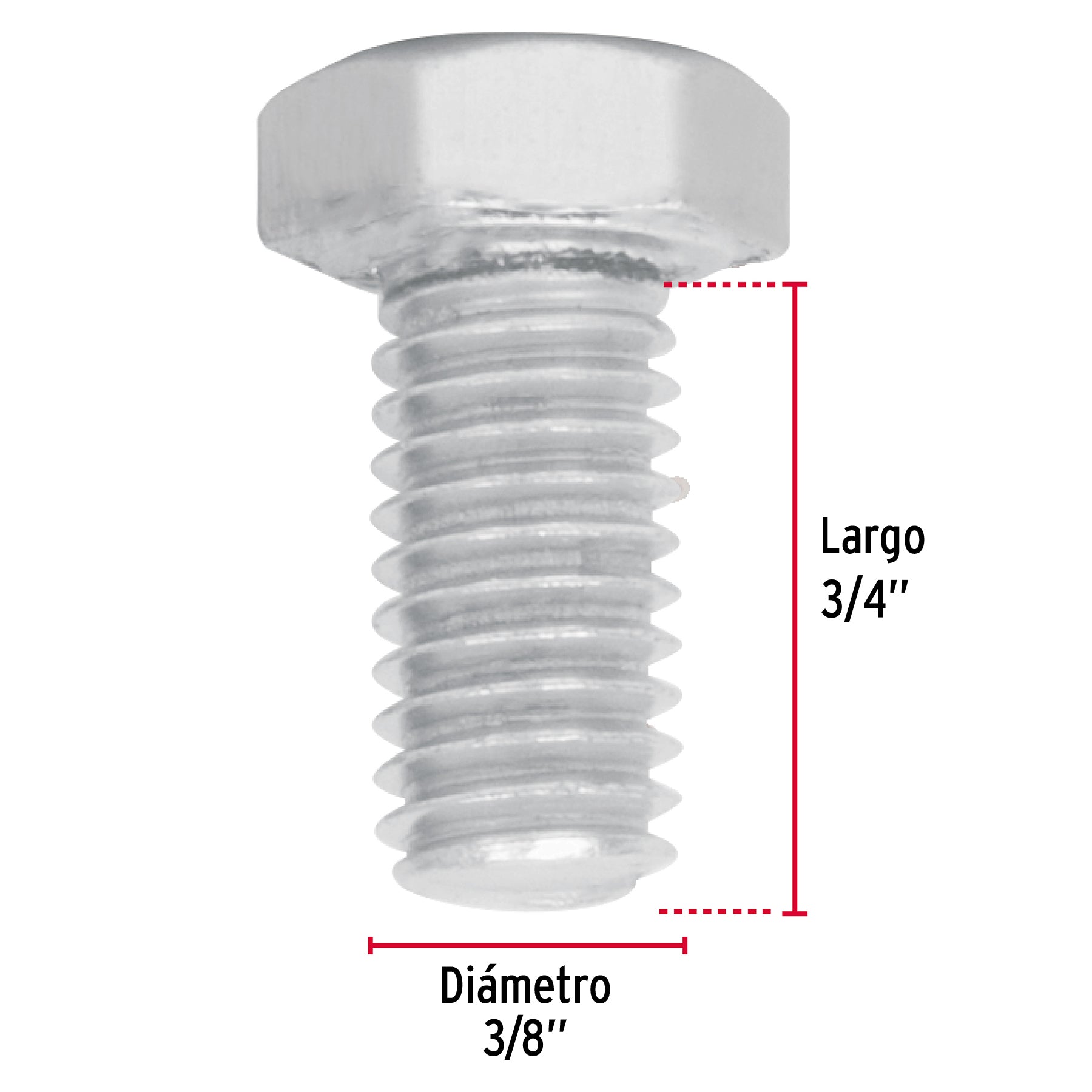 Tornillo Cabeza Hexagonal 3/8" (10 mm) X 3/4" Fiero