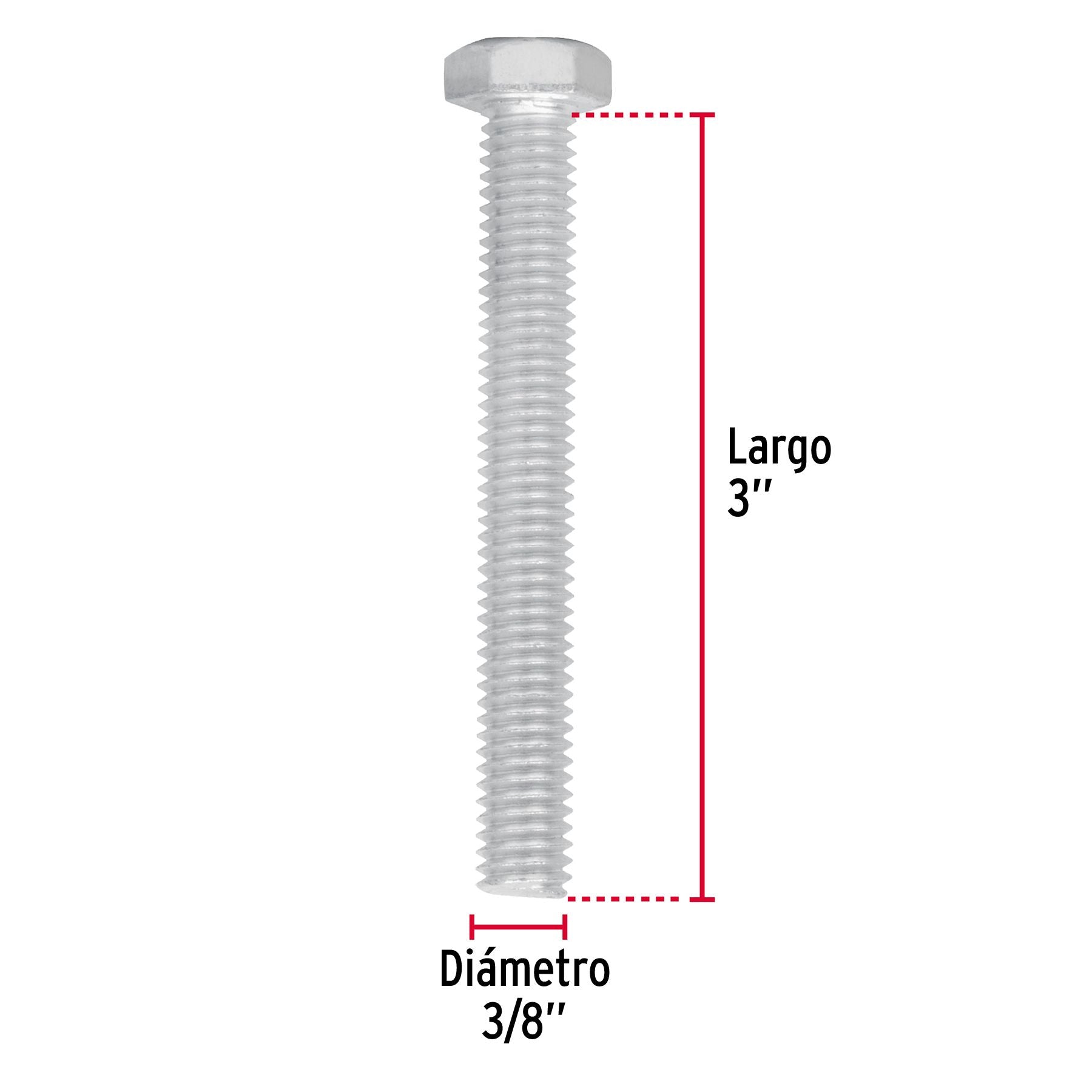 Tornillo Cabeza Hexagonal 3/8" X 3" Fiero Bolsa 40 Piezas