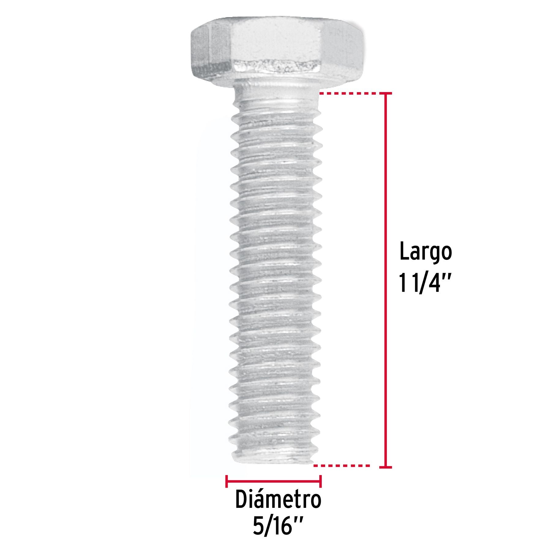 Tornillo Cabeza Hexagonal 5/16" x 1"1/4 Fiero Bolsa 60 Piezas