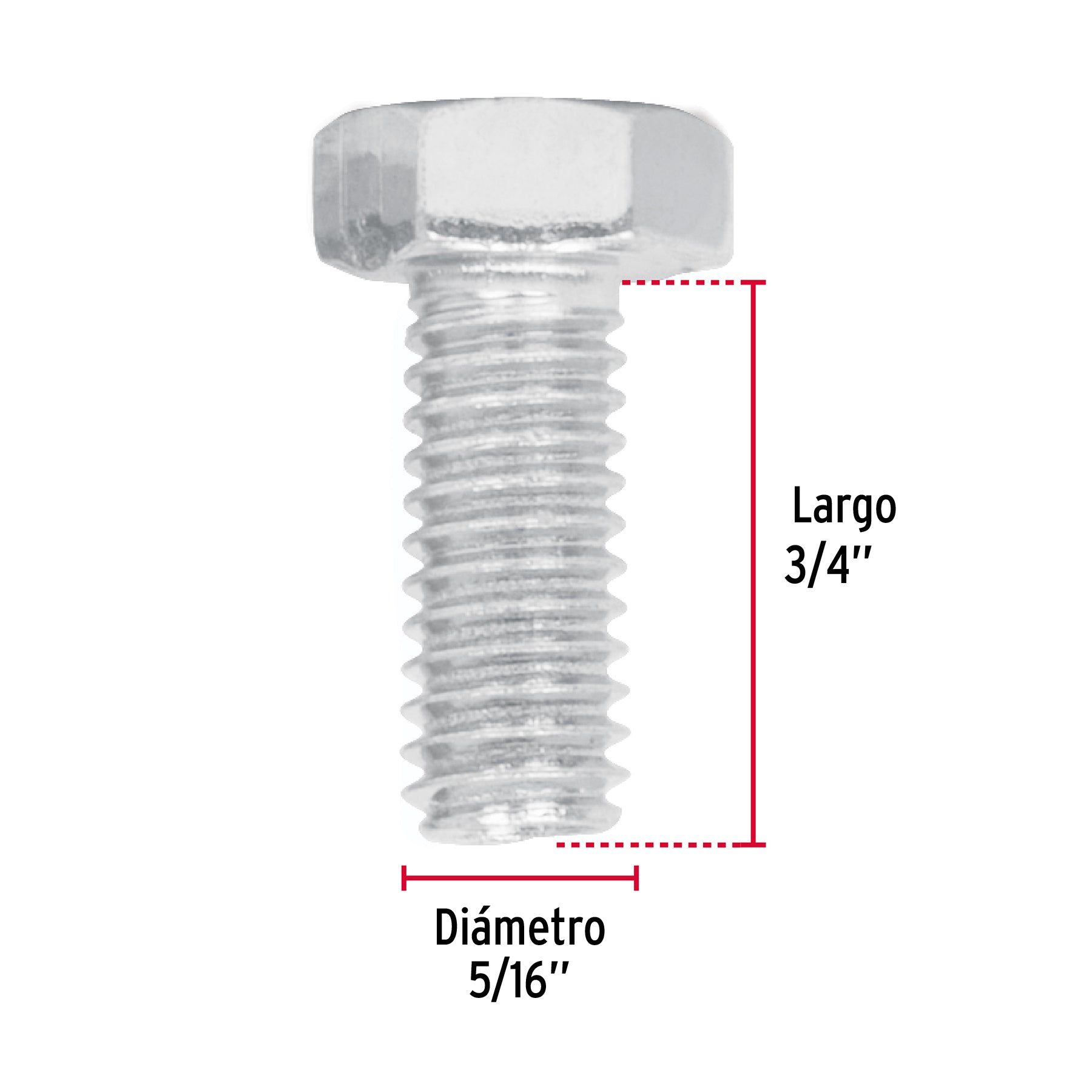 Tornillo Cabeza Hexagonal 5/16" (8 mm) X 3/4" por Pieza Fiero