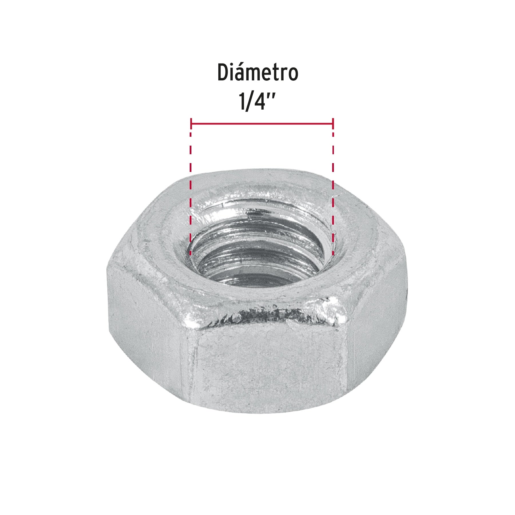 Tuerca Hexagonal 1/4" (6 mm) Fiero Bolsa 250 Piezas