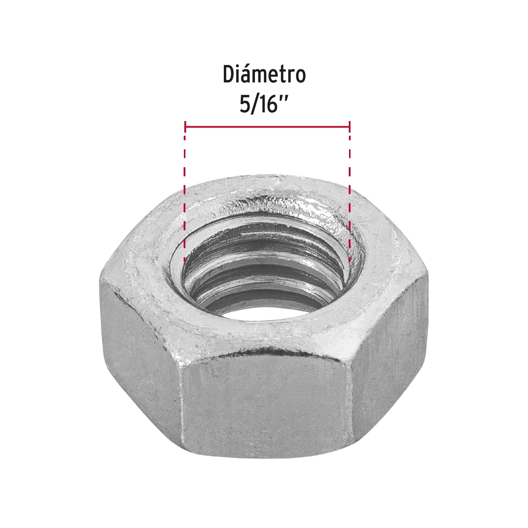 Tuerca Hexagonal 5/16" (8 mm) Fiero Bolsa 150 Piezas