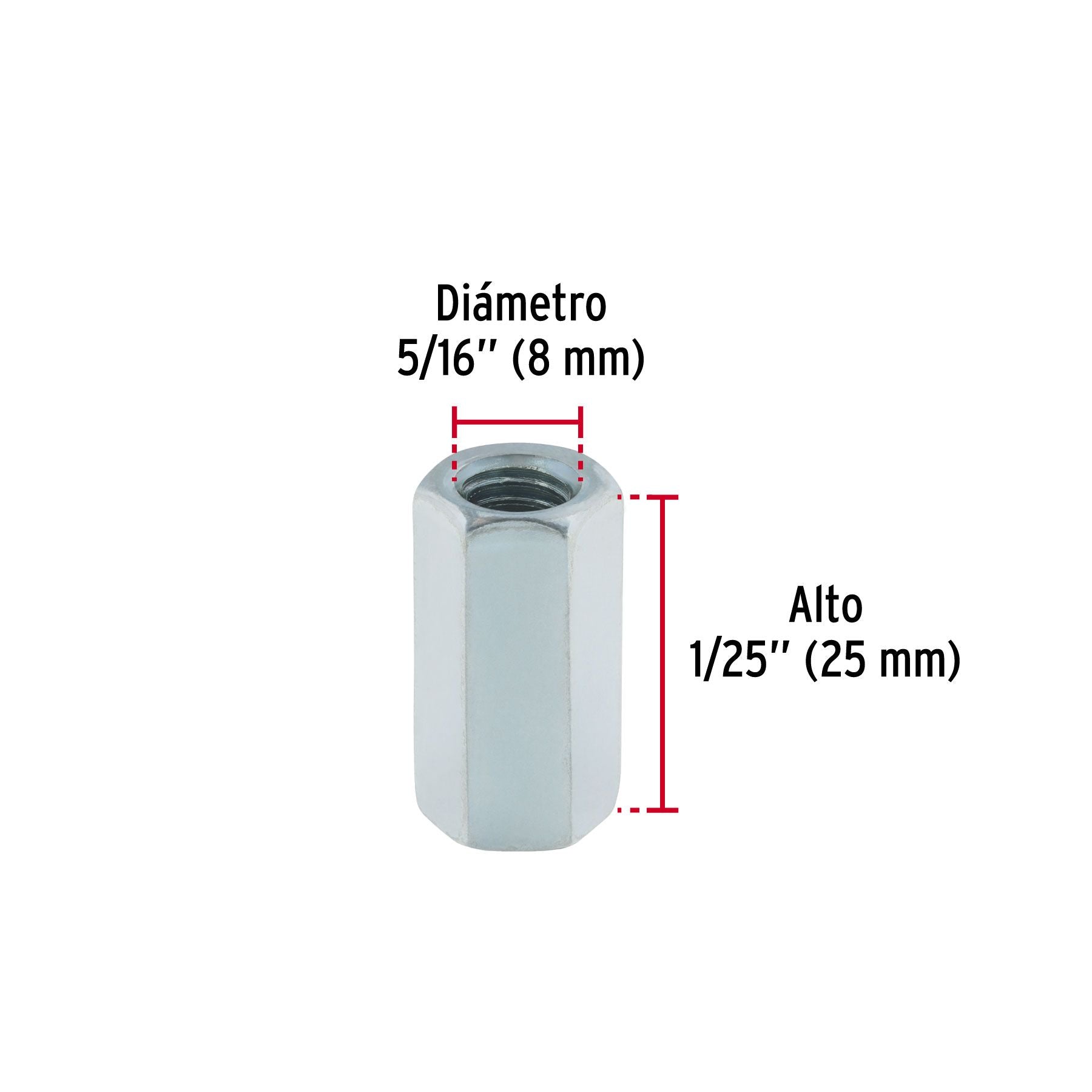 Tuerca Cople 5/16"Fiero Bolsa 5 Piezas