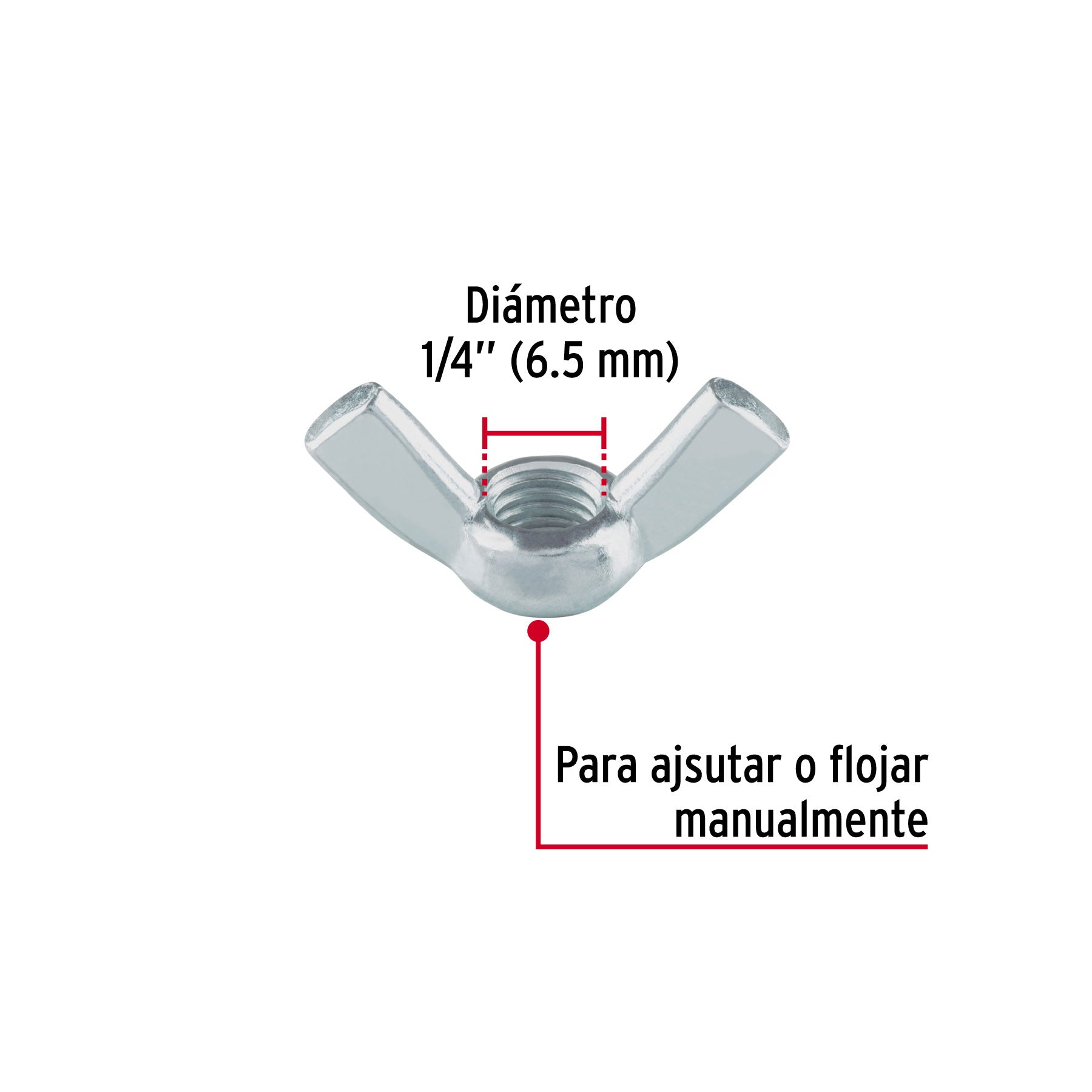 Tuerca Mariposa 1/4" Fiero Bolsa 100 Piezas
