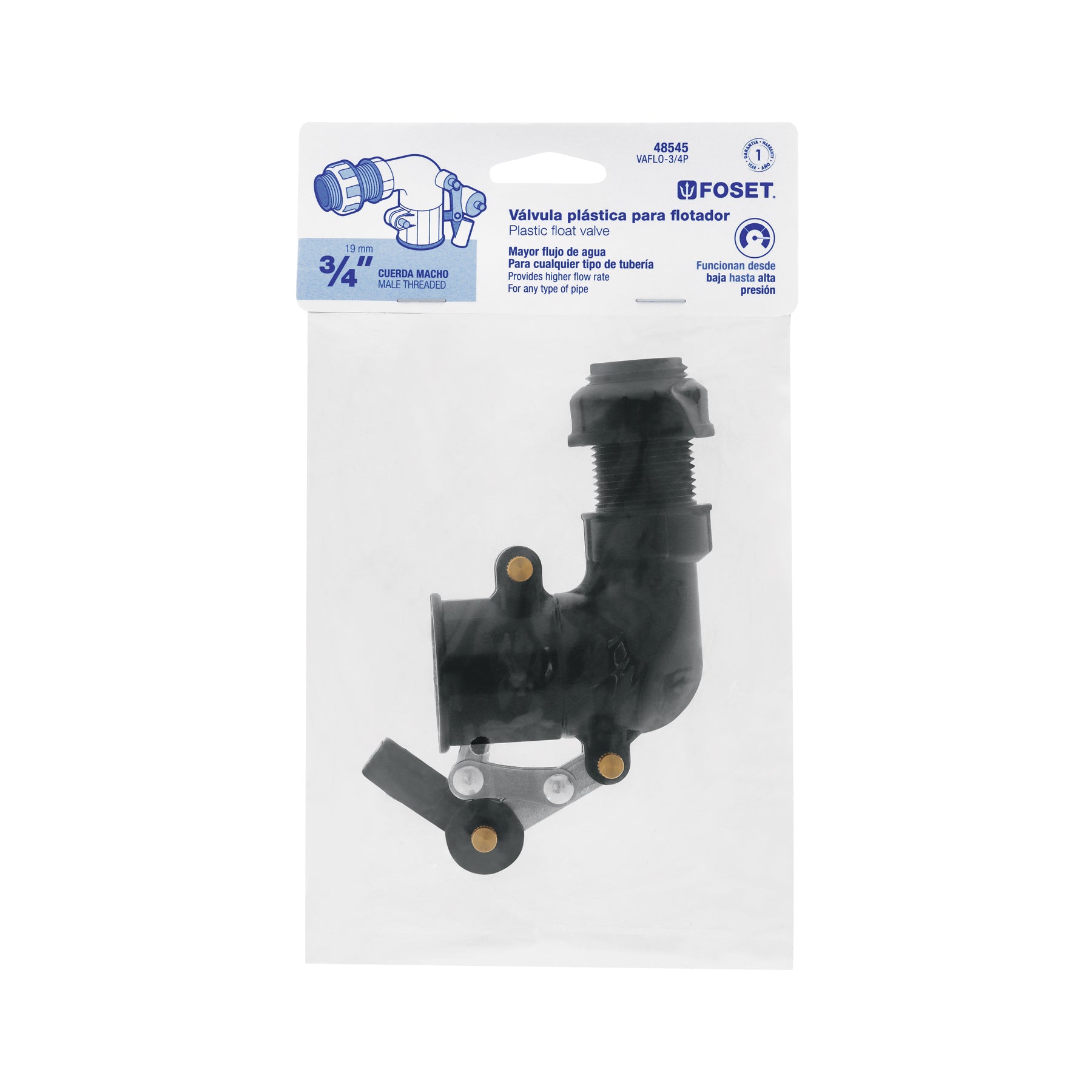 Valvula de Llenado Tanque Alto Plastico 3/4" (19 mm) Foset
