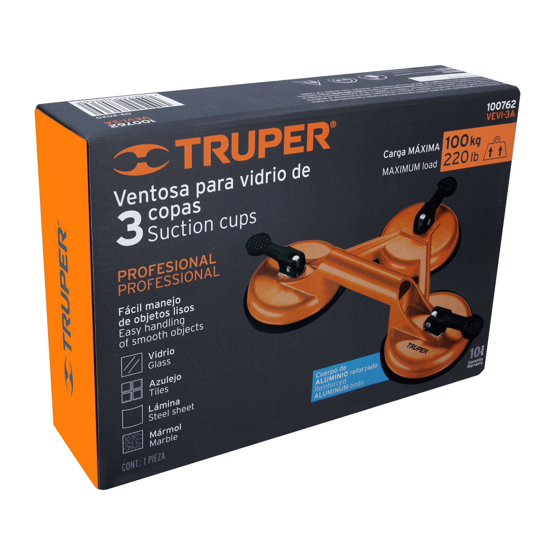 Ventosas de Aluminio para Vidrio Truper 3 Copas de Succion