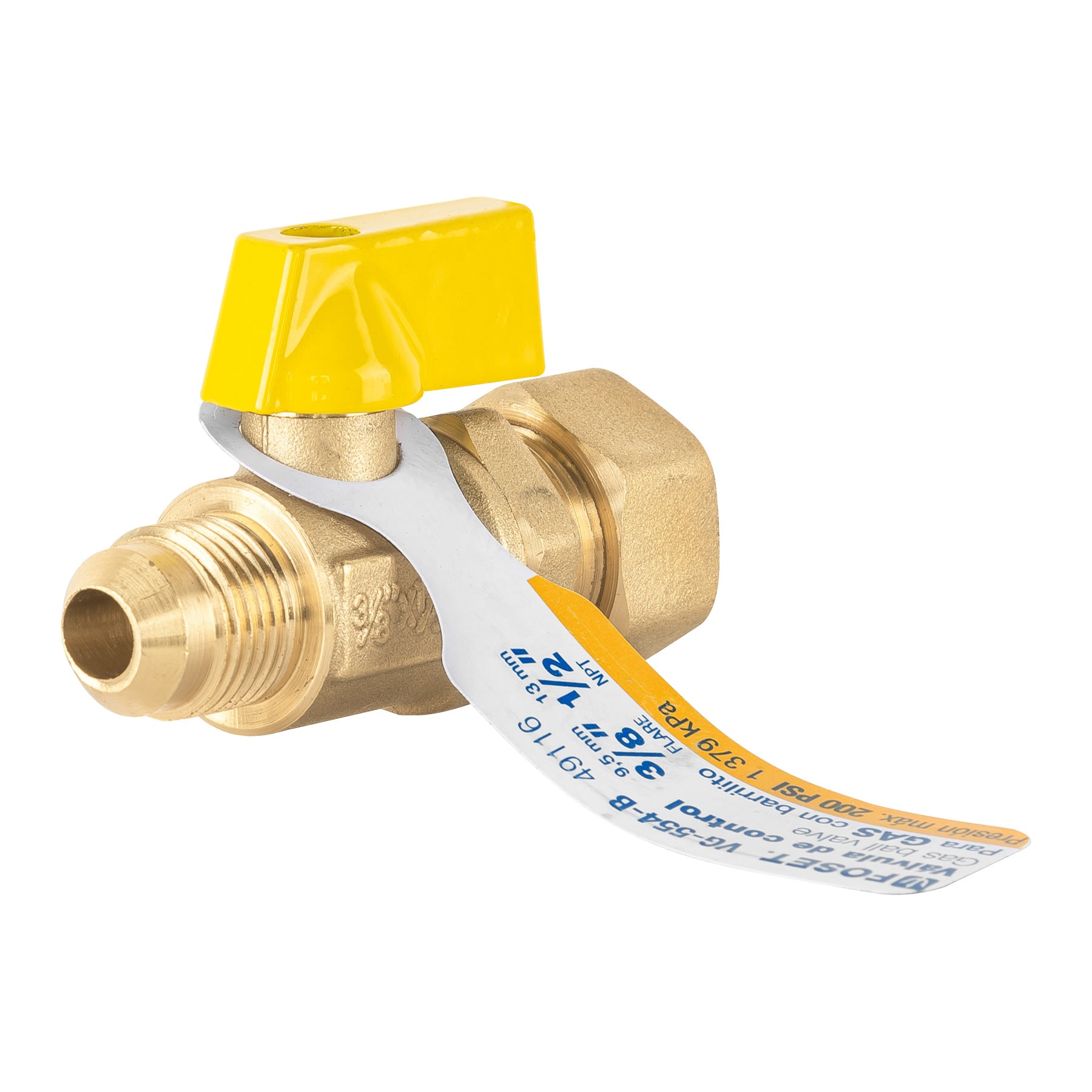 Valvula de Paso para Gas Tipo Barrilito 3/8" Flare X 1/2" NPT Foset