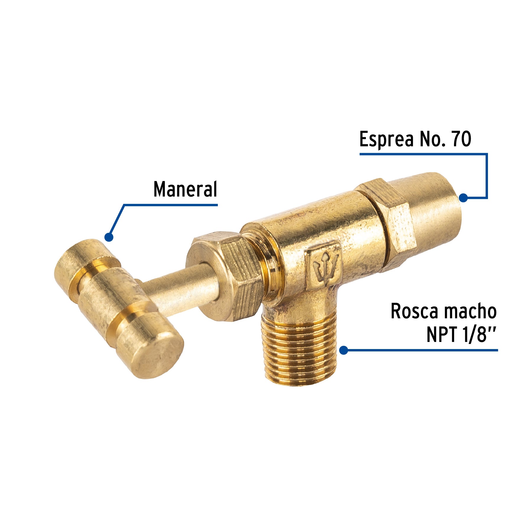 Valvula para Estufa Horizontal 1/8" para Gas L.P. con Maneral Foset