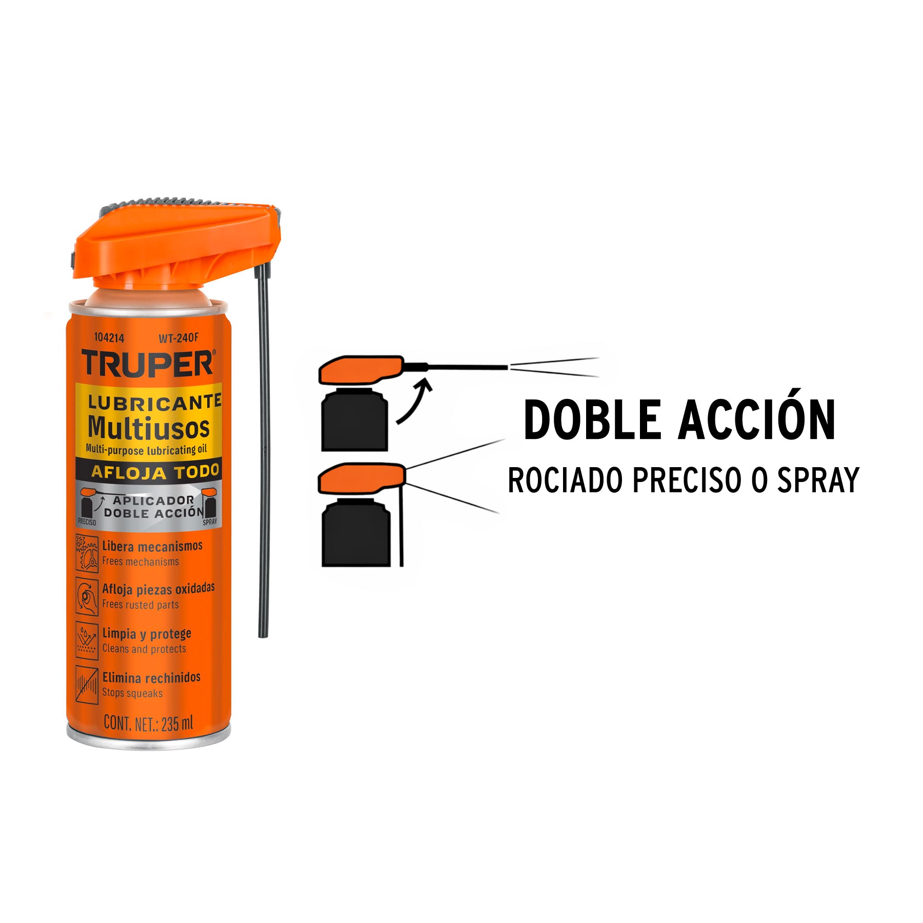Lubricante Aflojatodo Aplicador Doble Accion Truper 235 ml