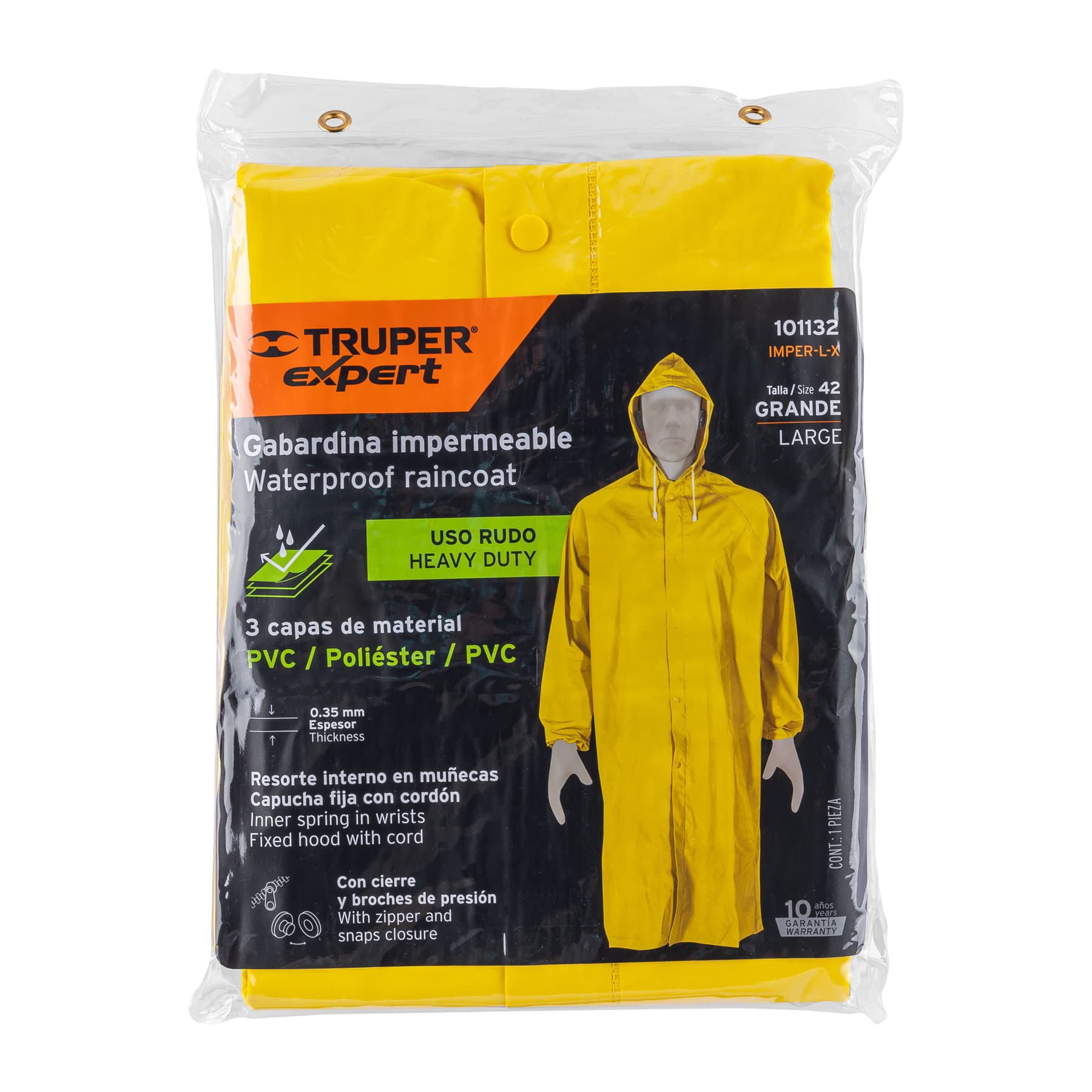 Gabardina Impermeable Triple Capa Truper Expert Talla Grande