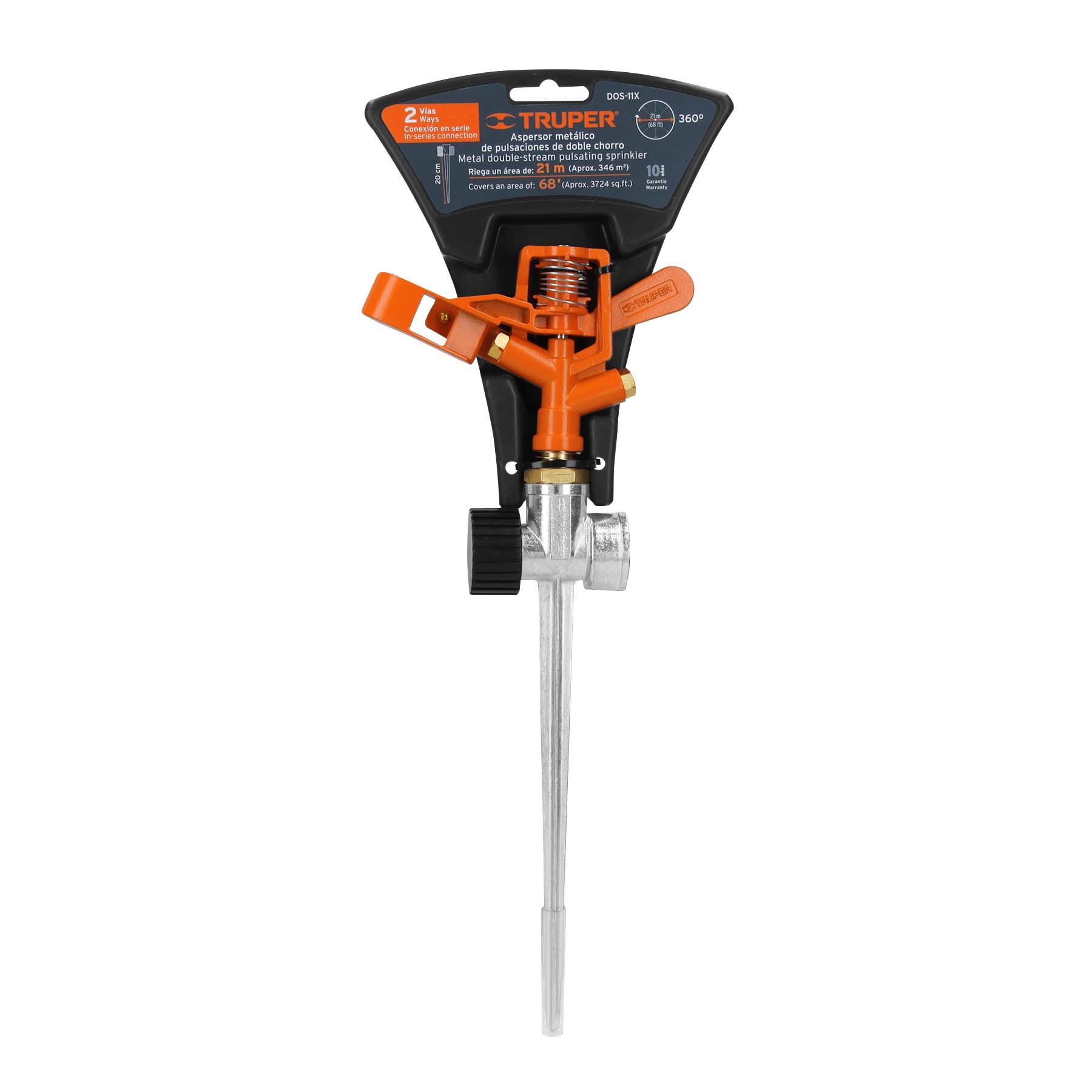 Aspersor Metalico de Pulsaciones de 2 Vias Truper