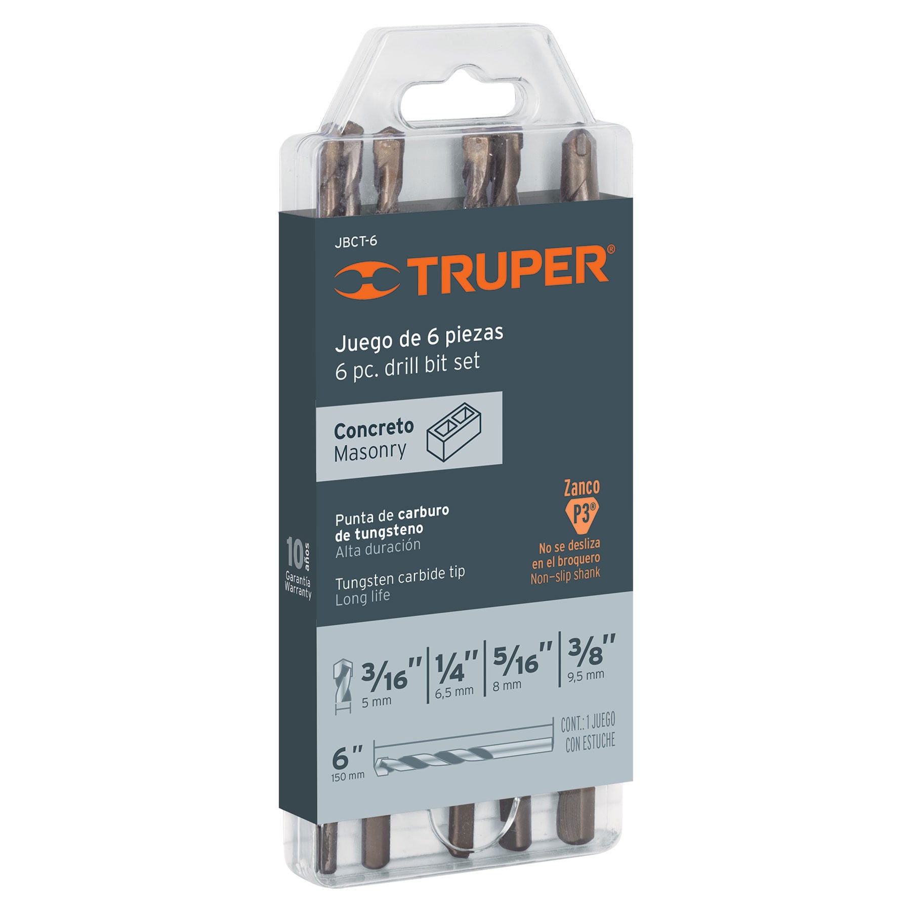 Juego de 6 Brocas para Concreto Truper