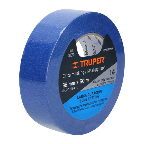 Masking Tape Color Azul Truper 36 mm X 50 mts