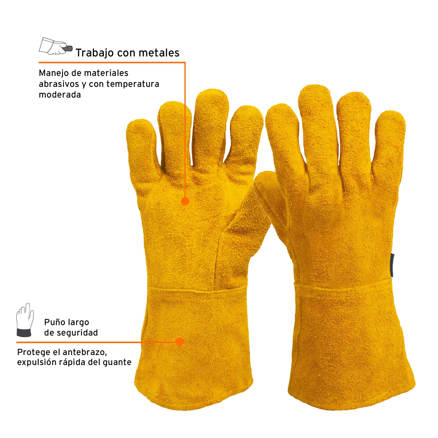 Guantes de Carnaza Puño Largo Unitalla Truper